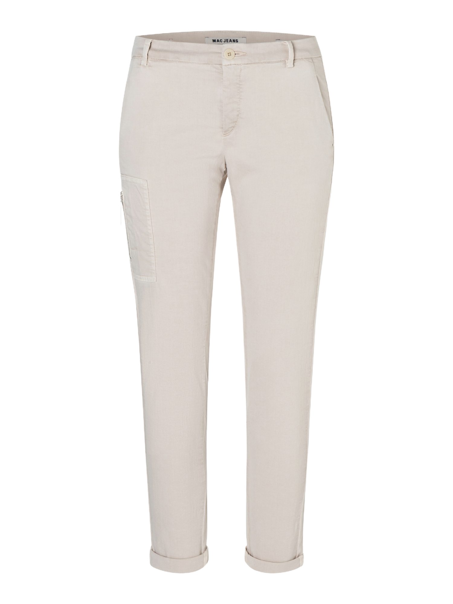 MAC Stretch-Hose weiß, Casual, Baumwolle, Unifarben, Regular Fit, Mittel