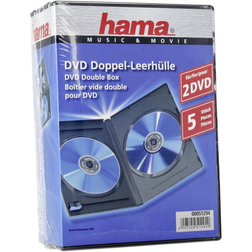 Hama DVD-Hülle DVD-Doppel-Leerhülle, 5er-Pack, DVDs Aufbewahrung, Standard Universell einsetzbar, Schwarz