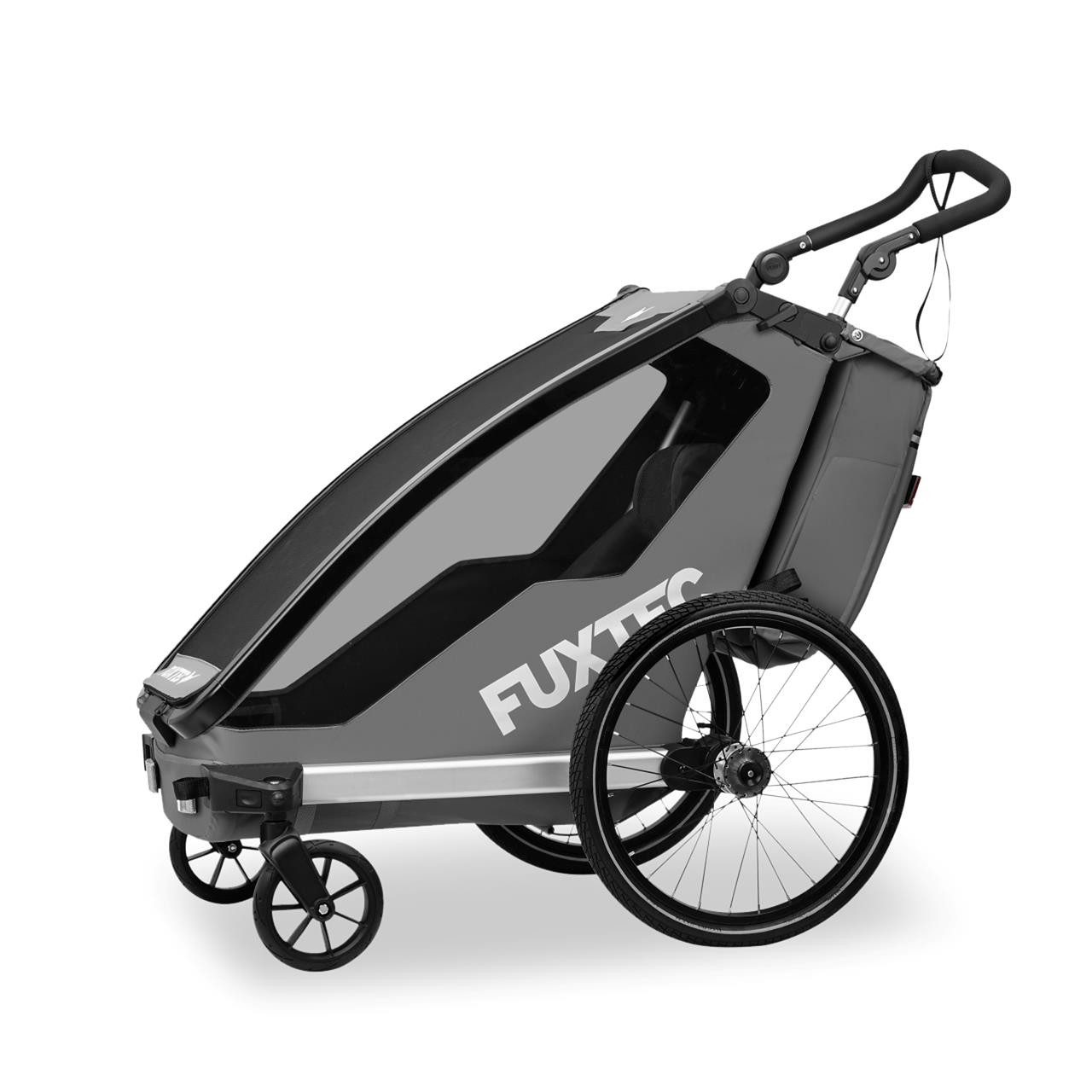 FUXTEC Fahrradkinderanhänger FX-FA1S, faltbar, für 1 Kind geeignet, einfache Umrüstung zum Buggy