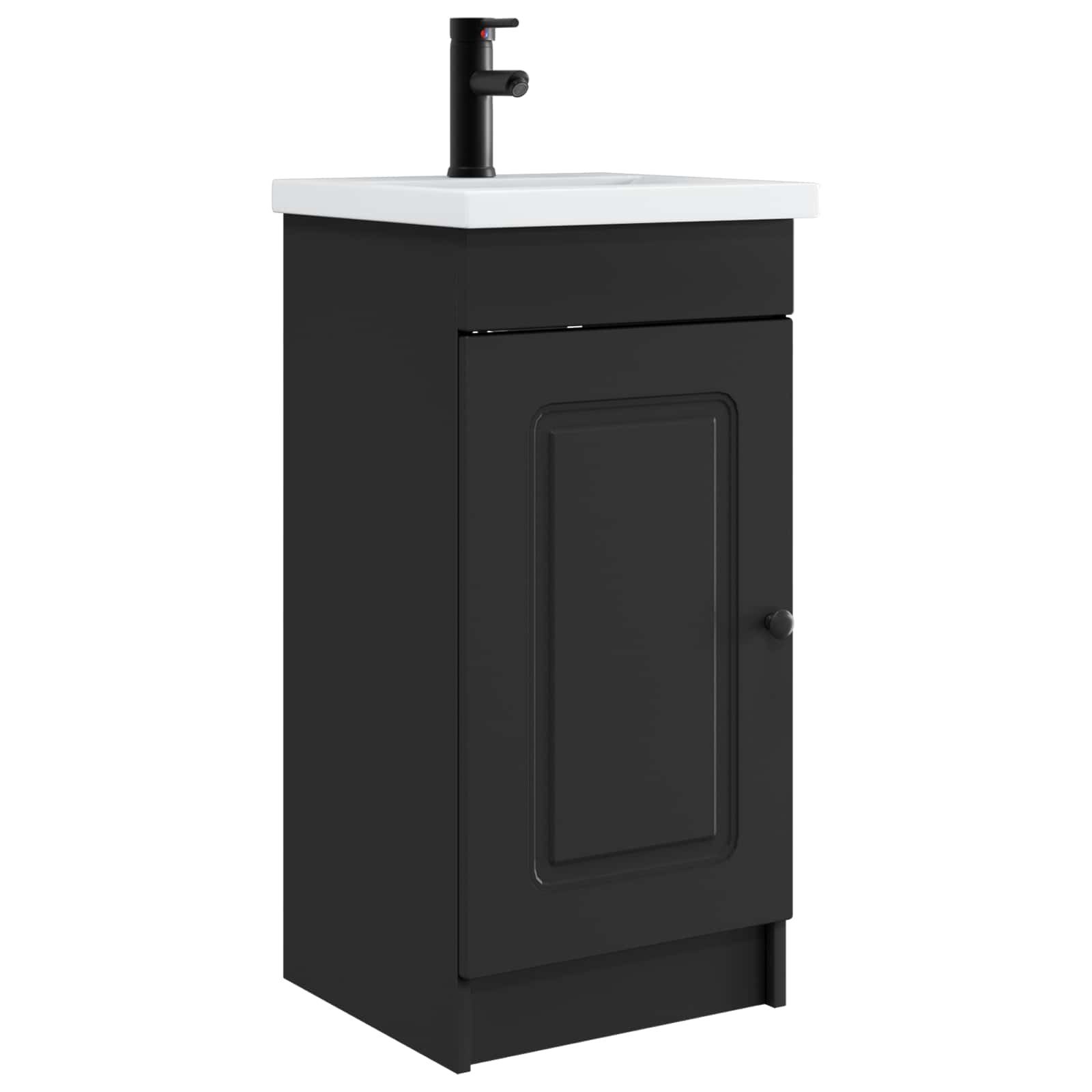 Badezimmerspiegelschrank Badezimmerschrank mit Waschbecken Schwarz 42 x 40 x 84,5 cm