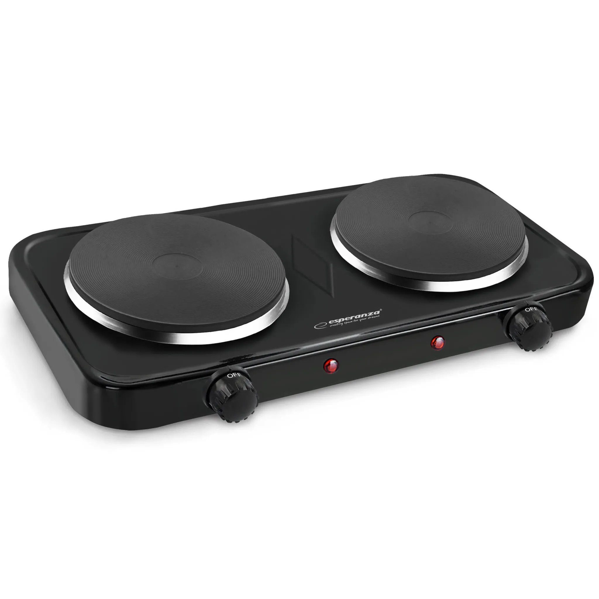 Esperanza Doppelkochplatte Doppelkochplatte Kochplatte Elektroherd mit zwei Brennern, Überhitzungsschutz & Antihaftbeschichtung