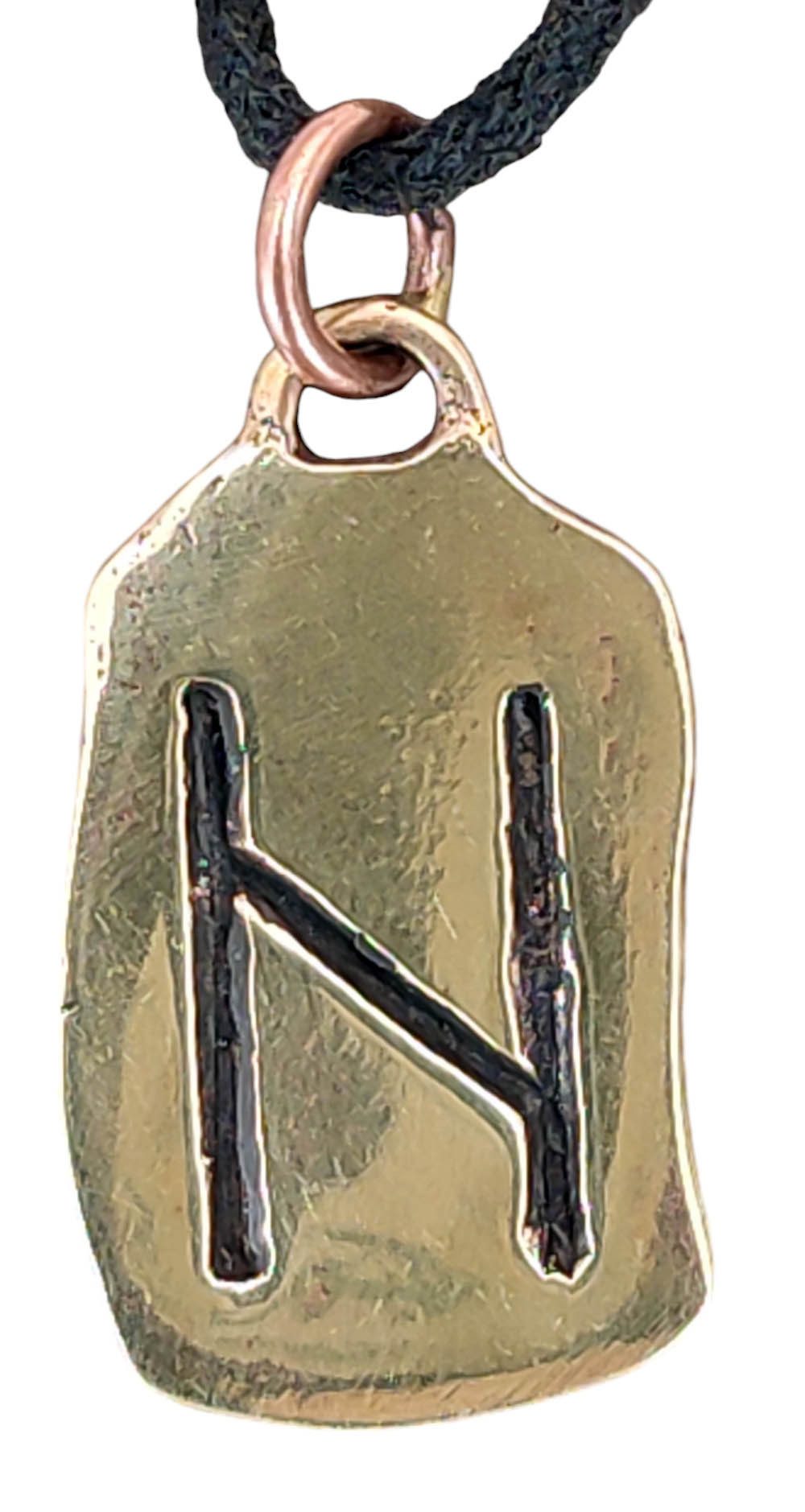 Kiss of Leather Kettenanhänger Rune Runen Anhänger Bronze Buchstabe H Hagalaz Haegl Hagel Zerstörung