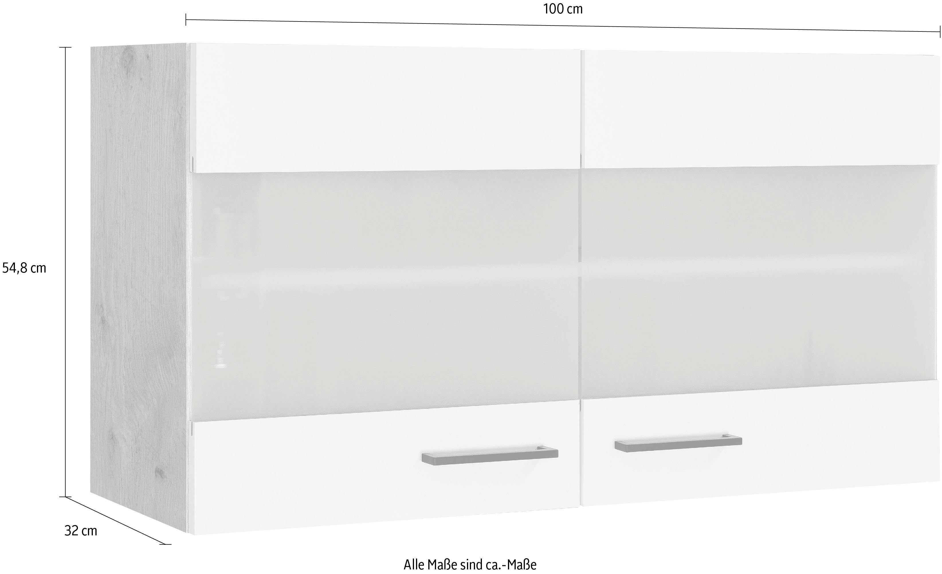 32 x Stollenglastüren x Vintea Flex-Well H x 100 Glashängeschrank (B 54,8 T) mit cm, x
