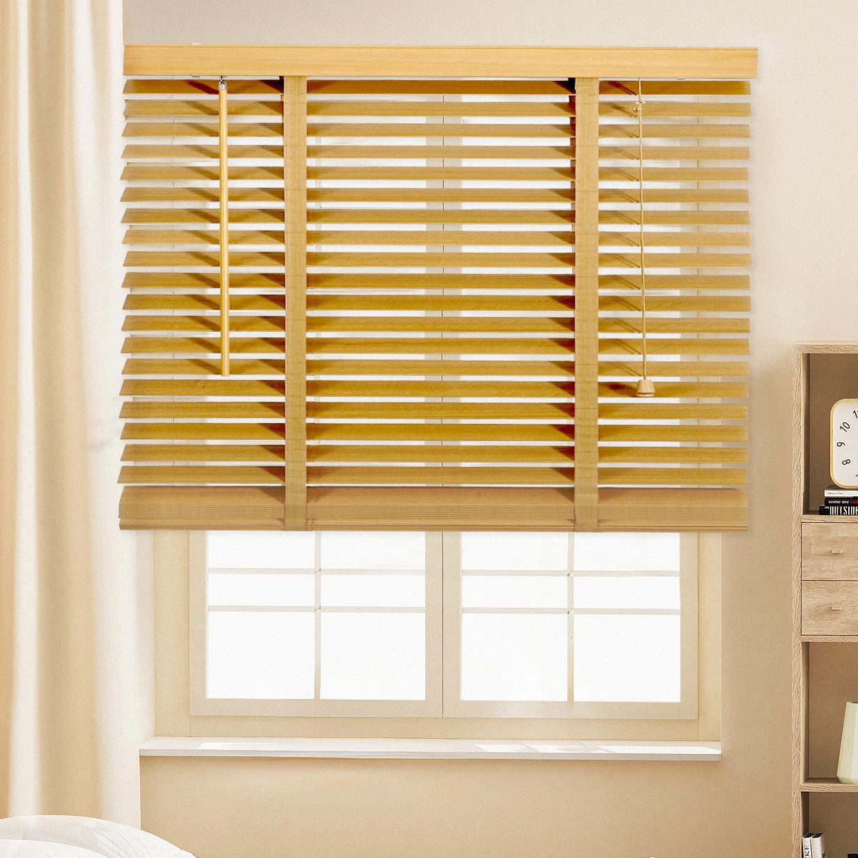 Sekey Jalousie Holzjalousie Holz Rollo Plissee Echtholz Lamelle 50mm Naturh günstig online kaufen