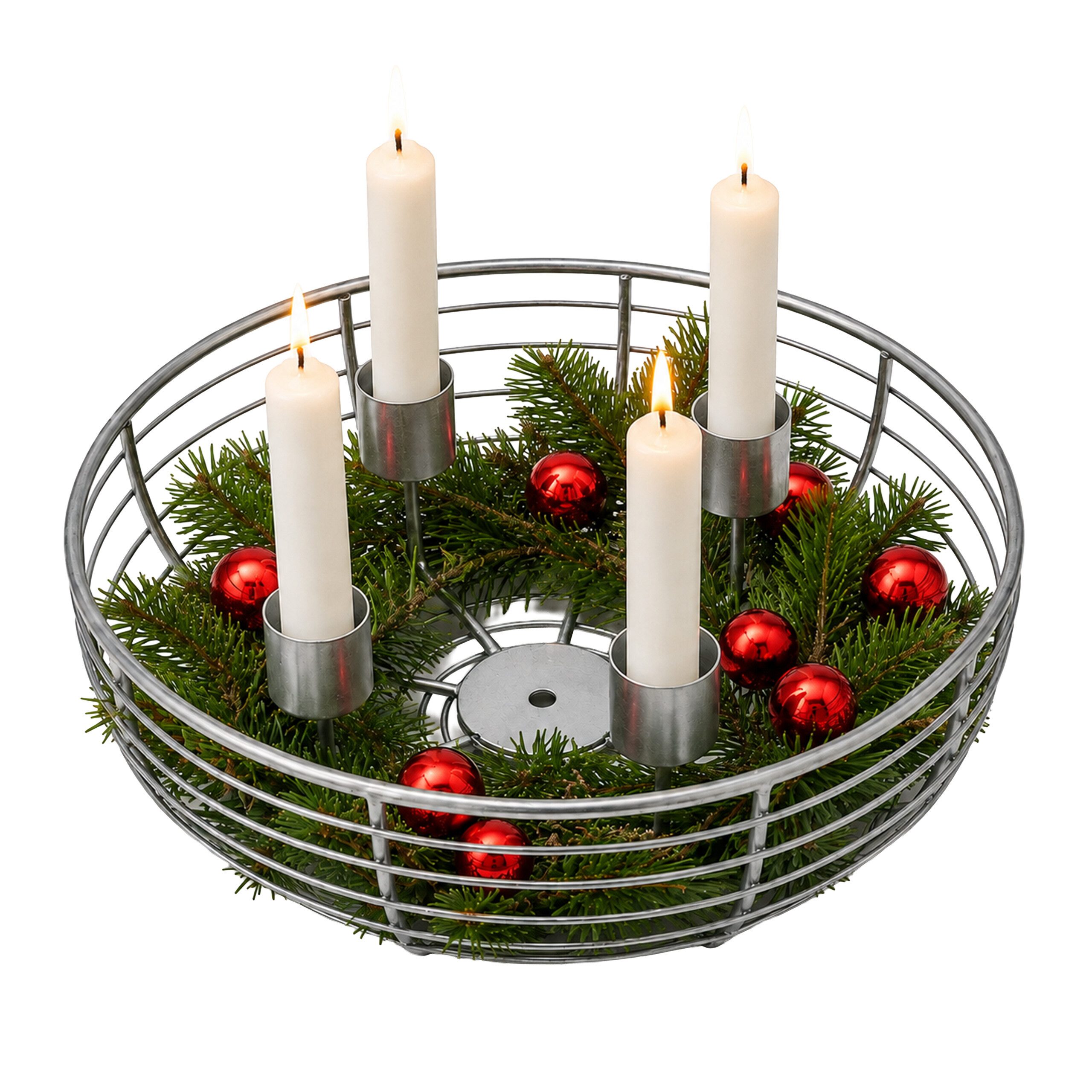 relaxdays Adventskranz Metallschale, silber