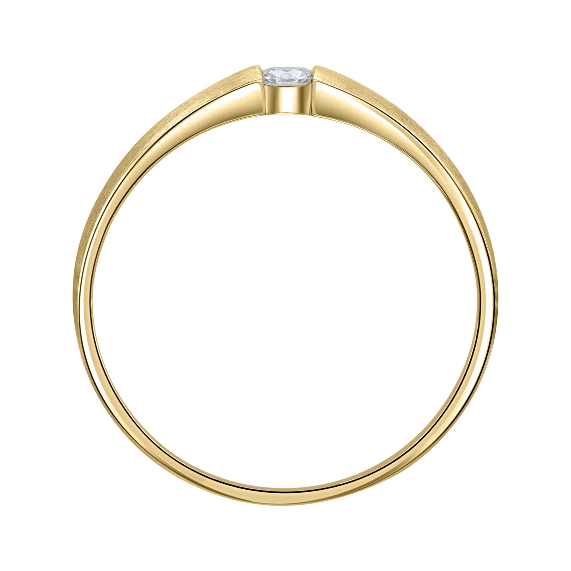 ONE aus Schmuck Ring Damen Gold 585 Diamant Brillant Gelbgold, Diamantring 0,03 ct ELEMENT