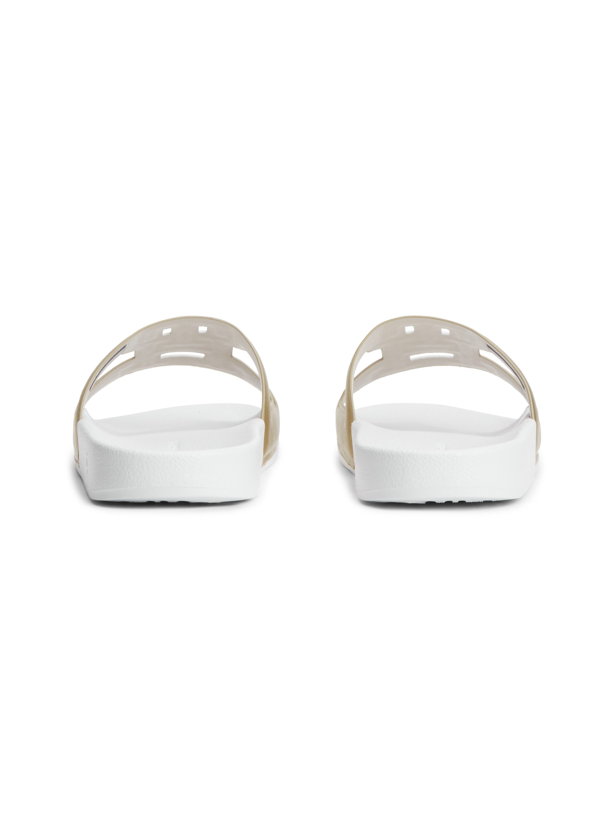 Tommy Hilfiger TH MONOGRAM POOL SLIDE Pantolette Sommerschuh, Strandschuh mit großem TH-Bandagenlogo