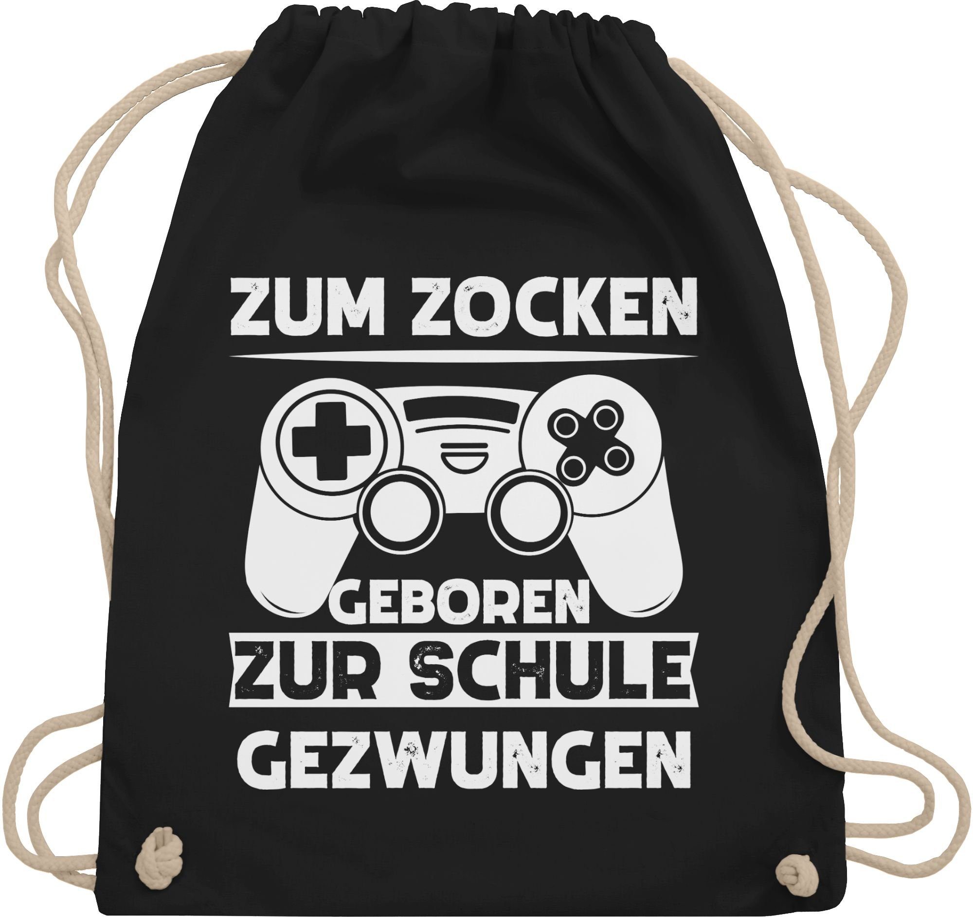 Turnbeutel Zum zocken geboren Schule gezwungen