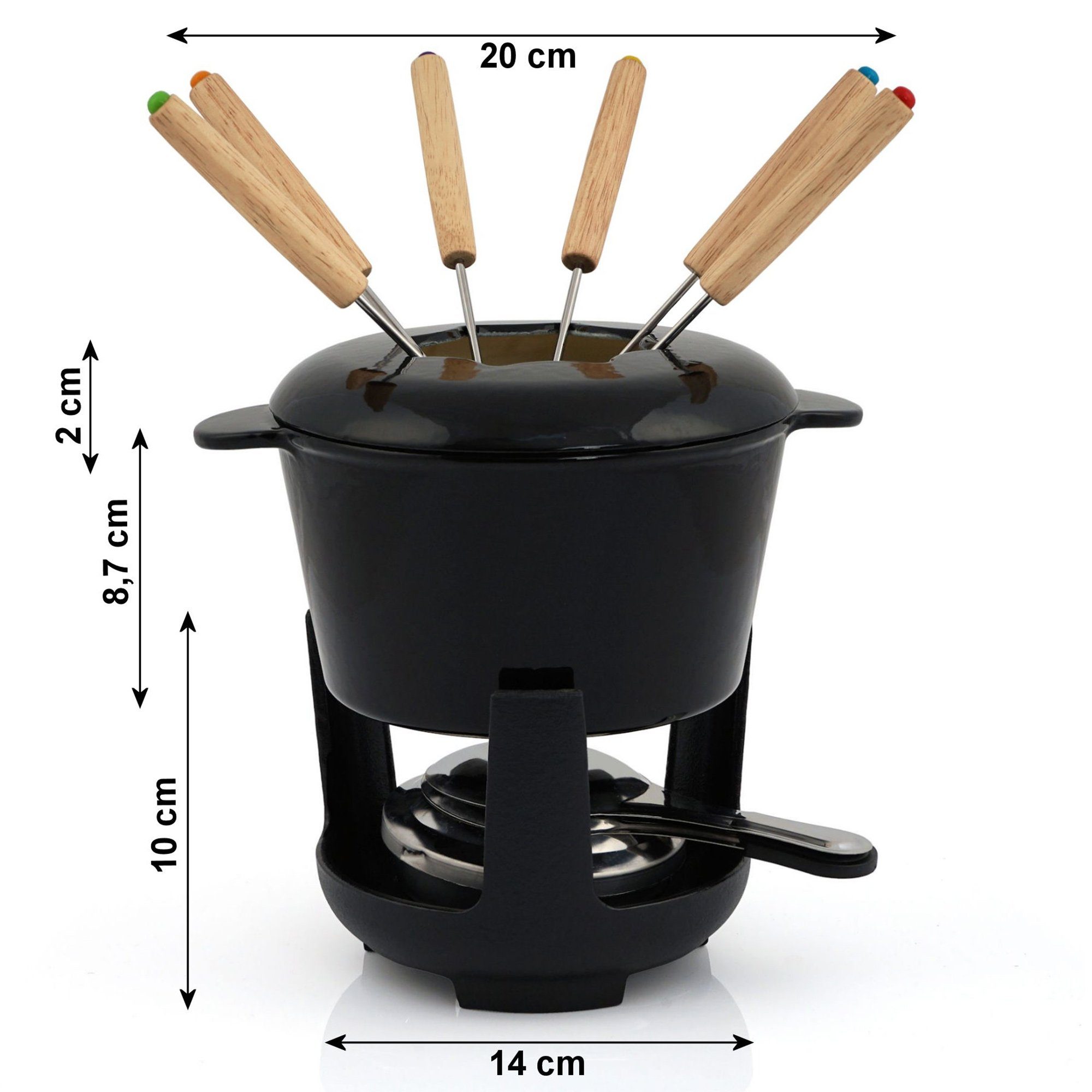 BBQ-Toro Fonduetopf 13-teiliges Gusseisen Fondue Set für 6 Personen, 1 L, emailliert, Gusseisen (Set, 13-tlg)