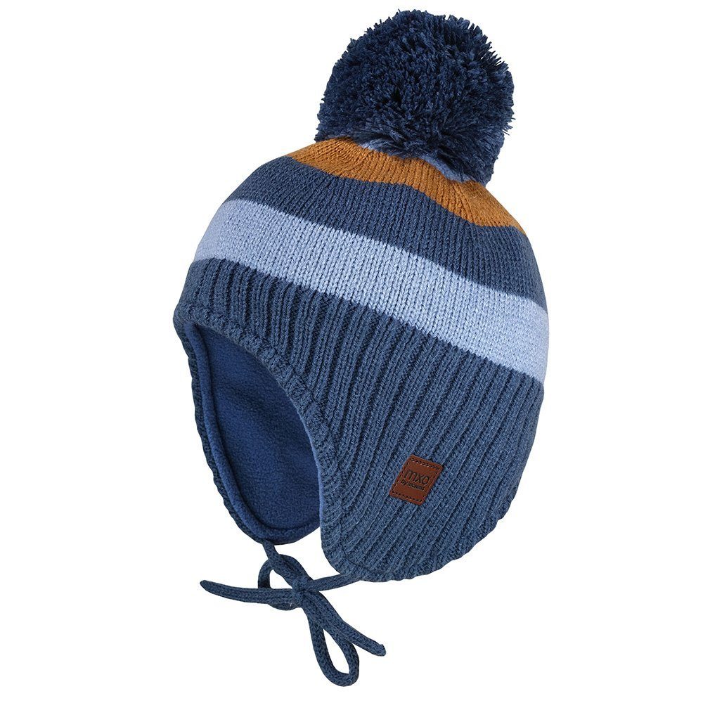 MAXIMO Strickmütze MINI-Inkamütze, Streifen Pompon, Vollfutter Unikat Made in Germany