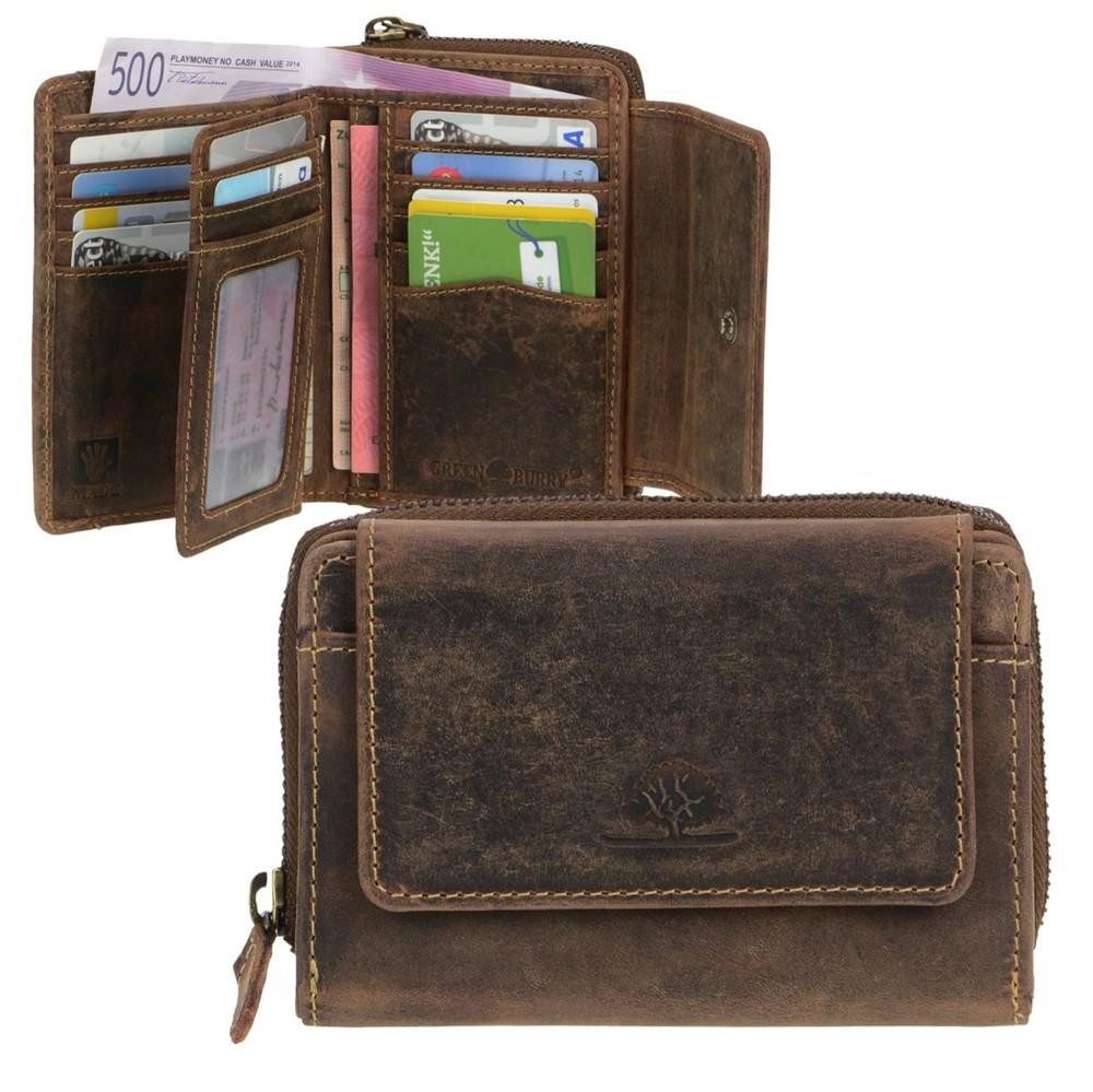 Greenburry Geldbörse Vintage (oA), Damenbörse, Portemonnaie mit 15 Kartenfächern, RFID Schutz