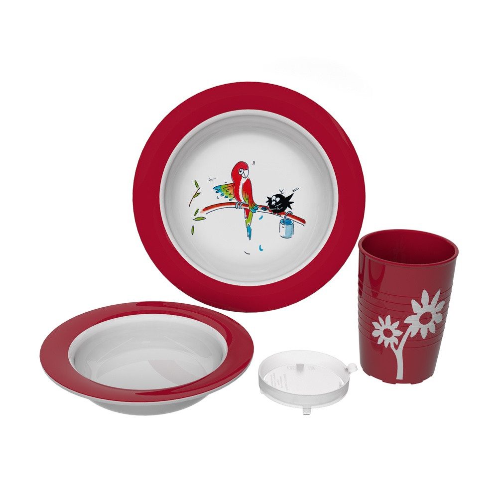 Ornamin Kindergeschirr-Set Kindergeschirr-Set Kipp-Trick, Esslerngeschirr l Kinderteller l Kinderschale l Kinderbecher