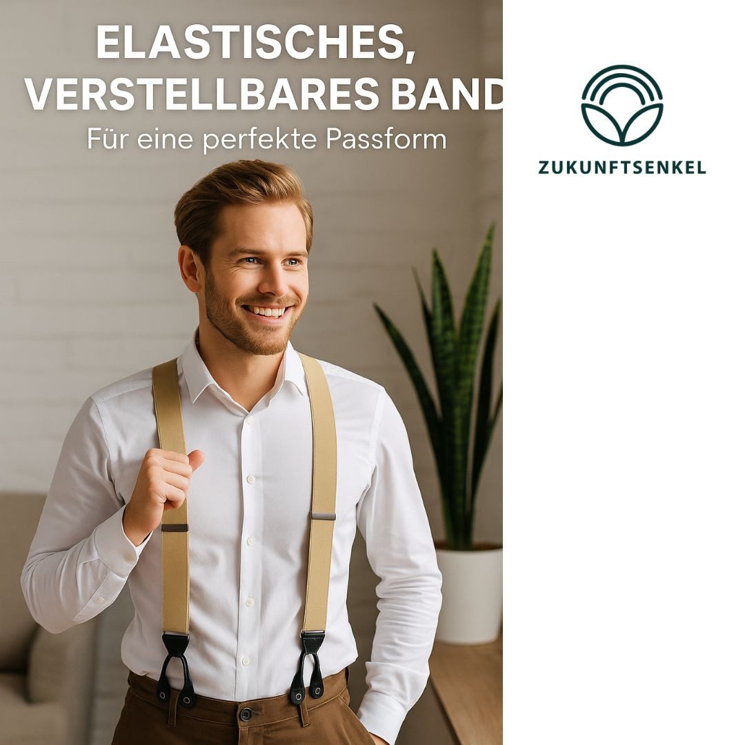 ZUKUNFTSENKEL Hosenträger Hosenträger Herren 3,5 cm Breite Y-Form mit Knopfverschluss (Deutsche Produktion, Komfortabel) Lederriemen Knopfverschluss, ohne Clips – Bild 3 von 5