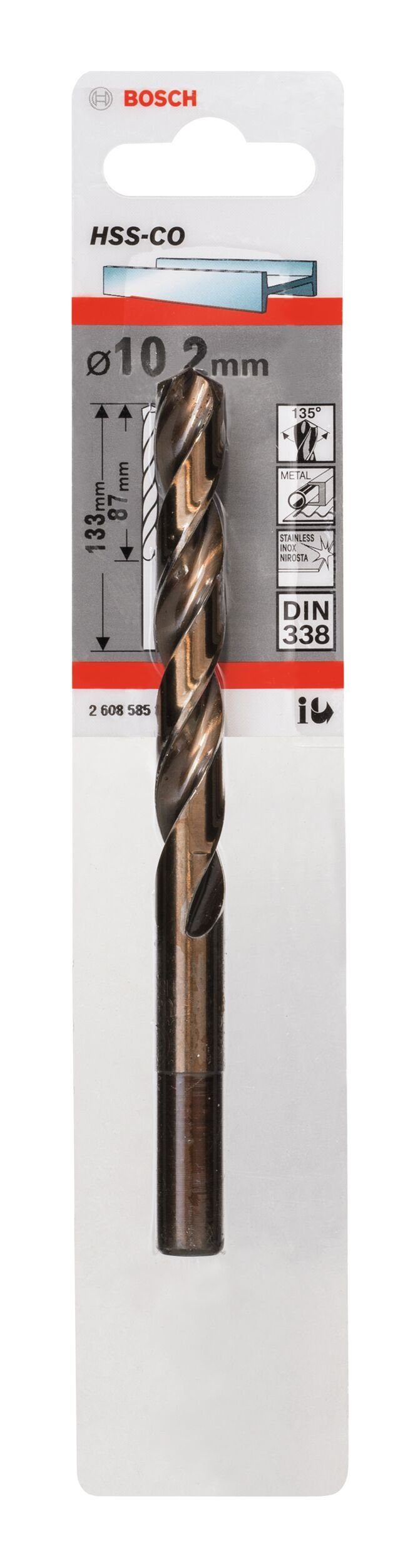 Thumbnail - BOSCH Metallbohrer, HSS-Co (DIN 338) - 10,2 x 87 x 133 mm - 1er-Pack