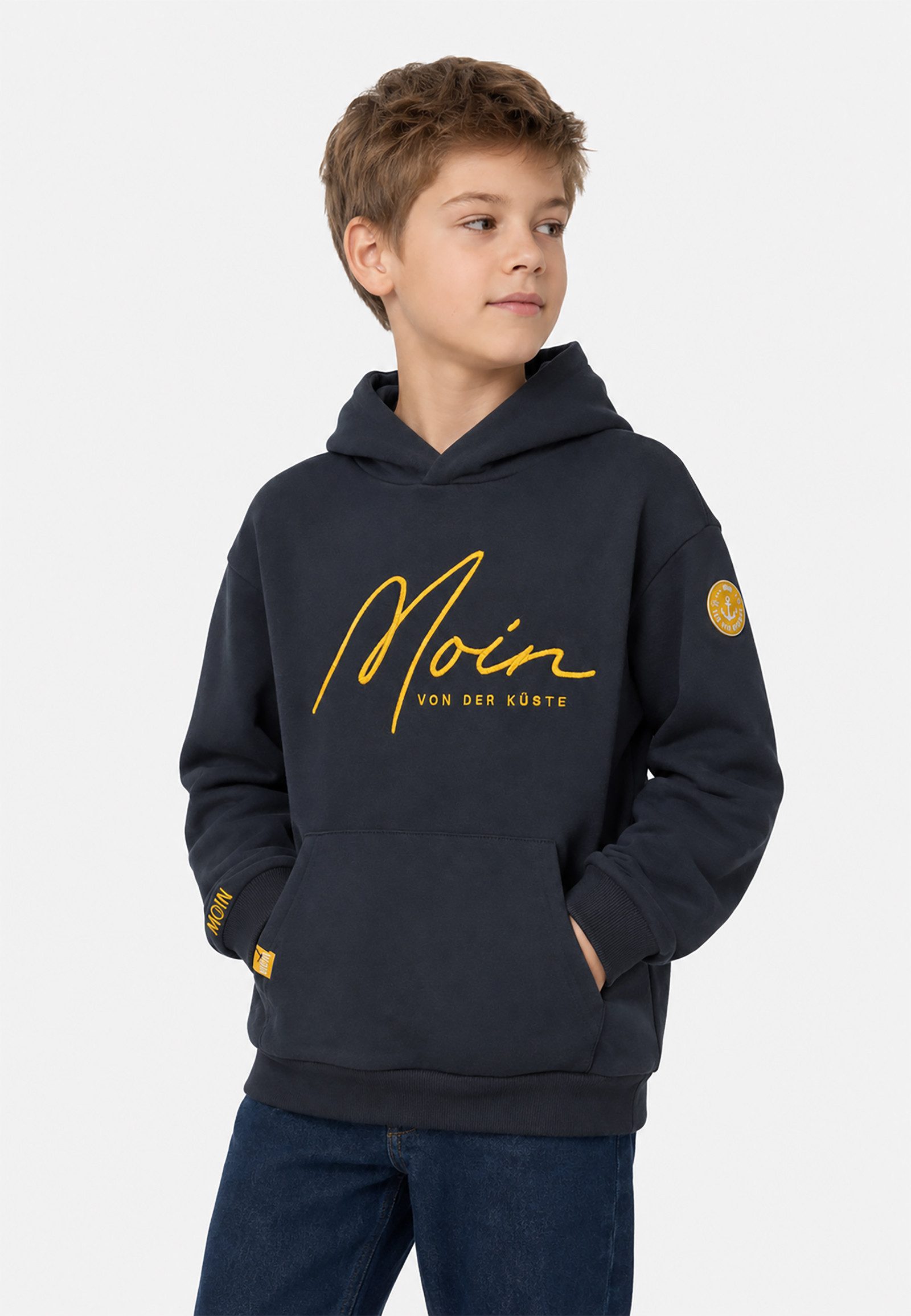 SUBLEVEL Hoodie Kapuze Kängurutasche Frontprint Langarm für Mädchen (1-tlg) Baumwolle Normal Fit Rundhals Langarm Einfarbig atmungsaktiv