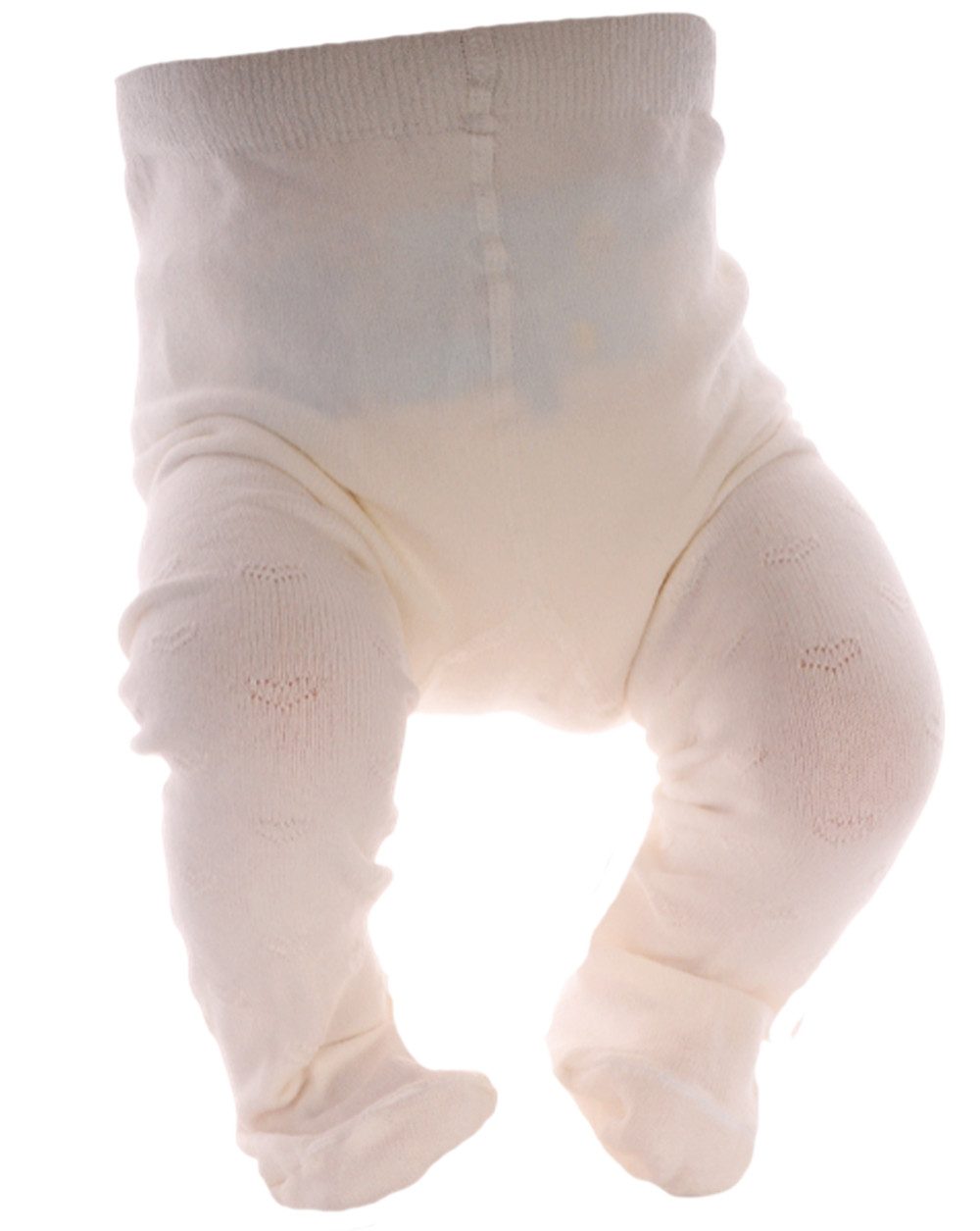 La Bortini Strumpfhose Baby und Kinder Strumpfhose in Creme mit Herzchen Muster weich, elastisch, gemustert 56 62 68 74 80 86 92 98