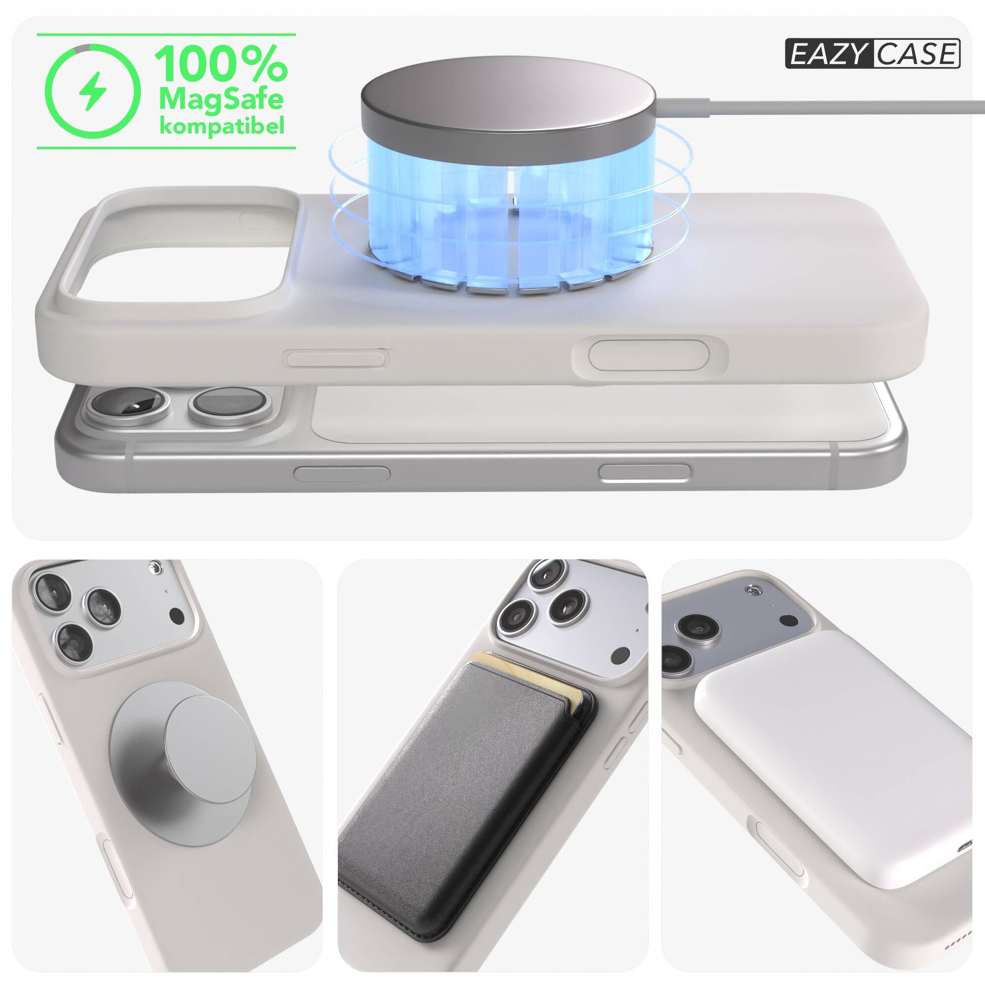 EAZY CASE Handyhülle für Apple iPhone 17 Pro Max Hülle Silikon 6,9 Zoll, Schutzcase mit MagSafe Slimcover Silikonschutzhülle elastisch Taupe – Bild 5 von 5
