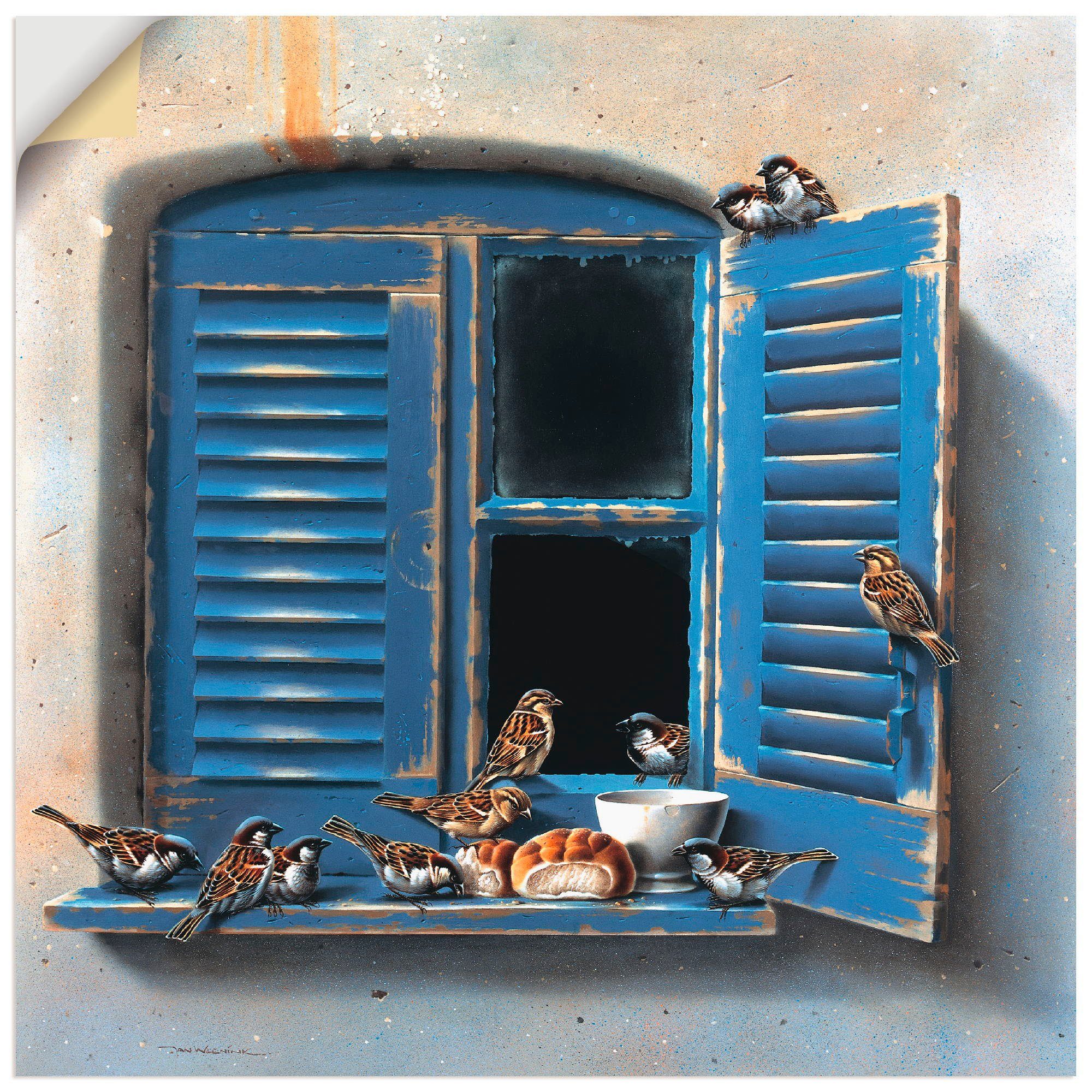 Artland Wandbild Vogelbesuch II, Fenster & Türen (1 St), als Leinwandbild, Wandaufkleber oder Poster in versch. Größen | Poster