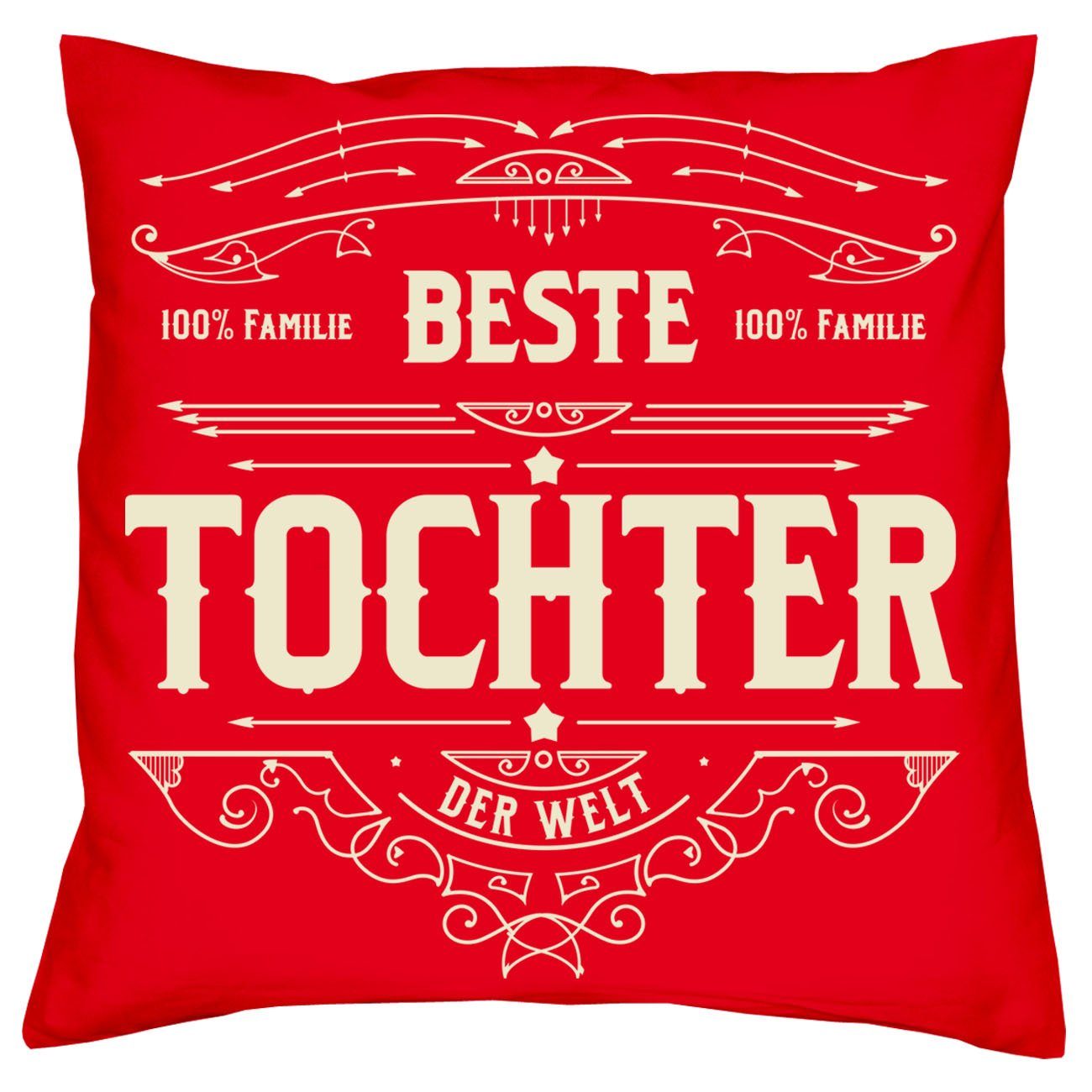 Soreso® Dekokissen Kissen Beste Tochter Kissenbezug und Füllung, Geschenke rot