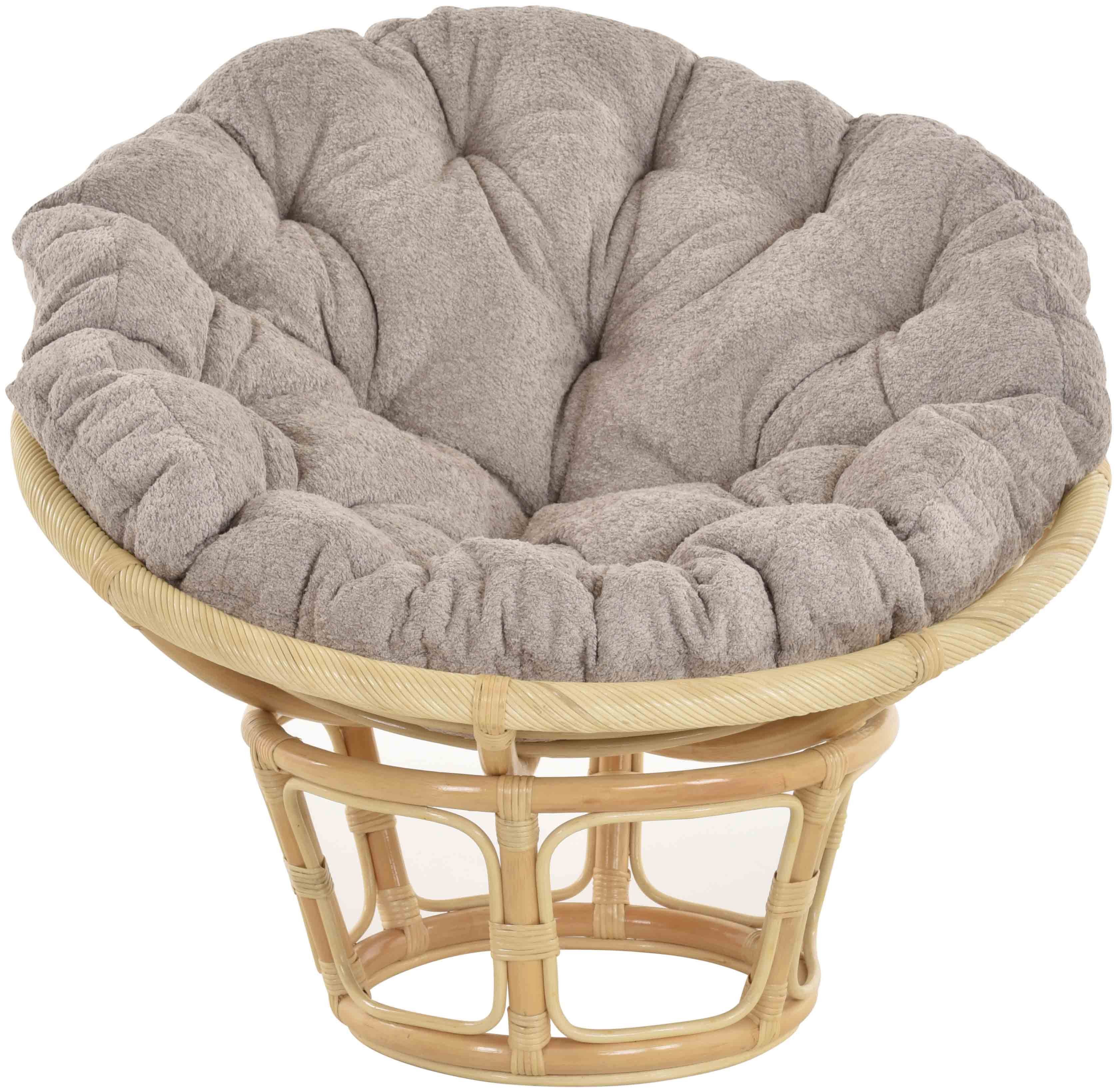 Kissen Rattan XXL Papasansessel Creme Natur Home (100cm), Liegesessel Chair mit Krines Relax XXL-Sessel Papasan,