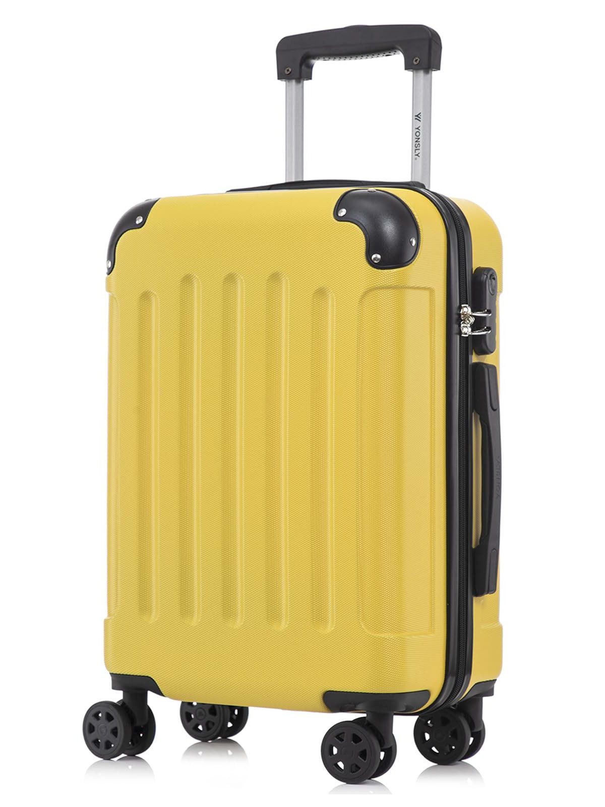 yonsly Hartschalen-Trolley Hartschalen-Koffer Trolley 360° Rollen, robuster Reisekoffer, 4 Rollen, mit Zahlenschloss, für Business und Urlaub 46/55/66/76 cm