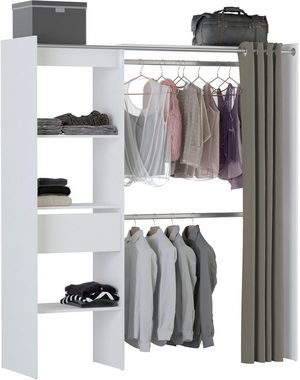 Demeyere GROUP Vorhang-Schrank Garderobenschrank, inklusive Vorhang, passt in jeden Raum variabel in der Breite ca. 114 - 167cm, viel Stauraum und Ablagefläche