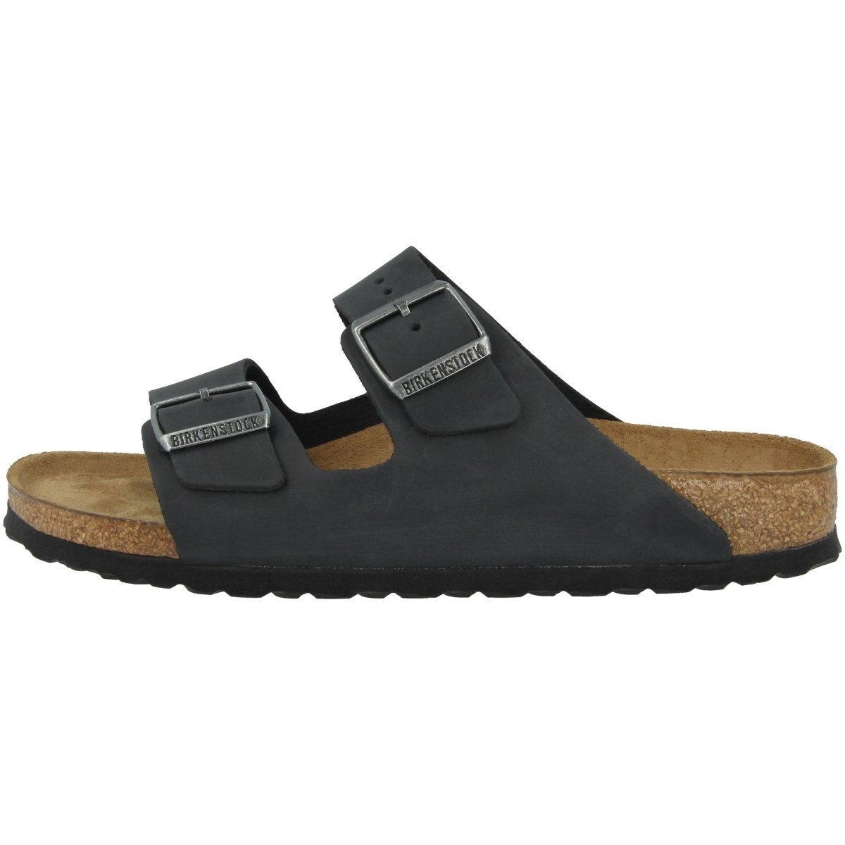 Birkenstock Arizona SFB Geöltes Schwarz Nubukleder Sandale schmal