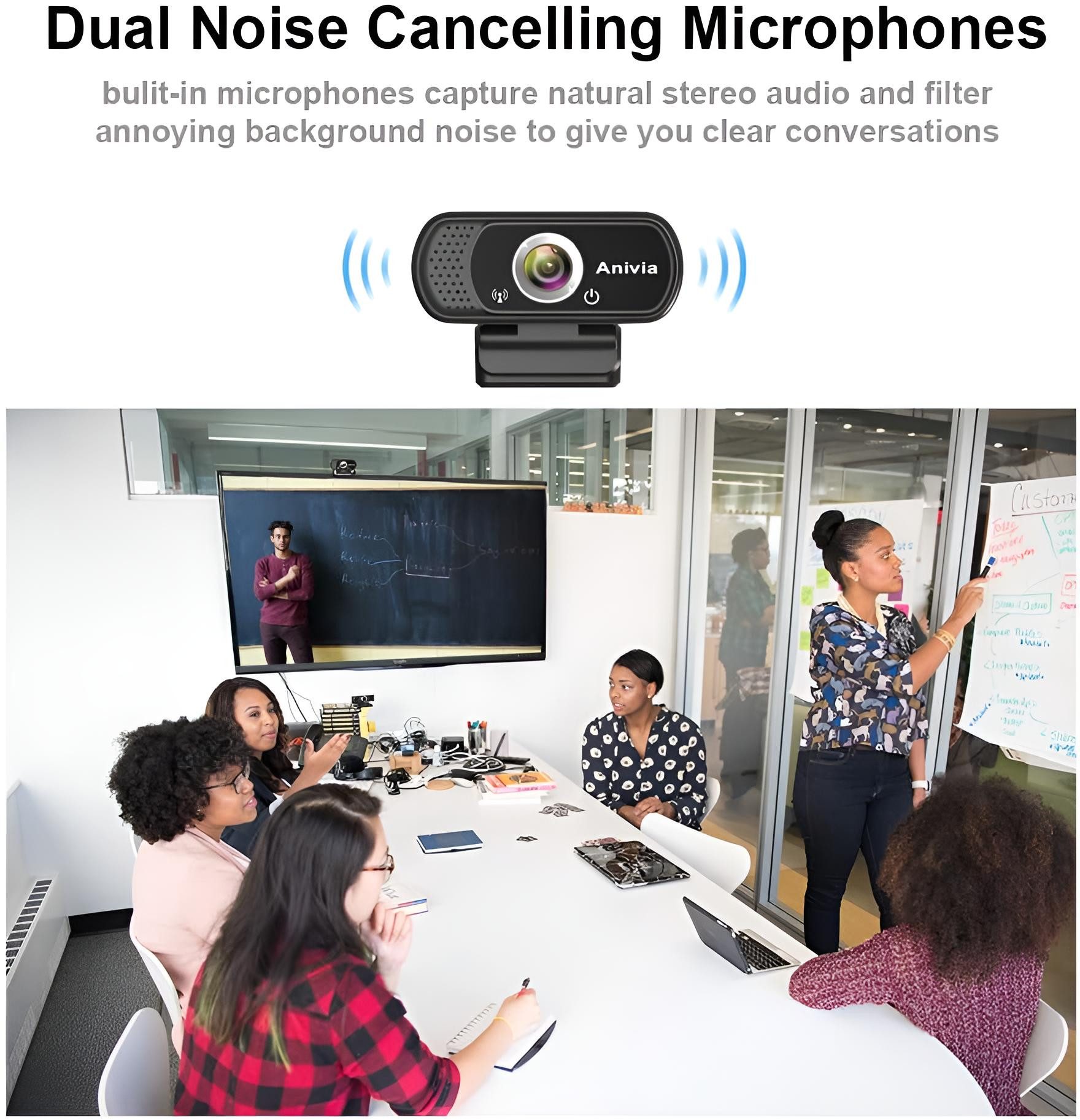 Anivia Full HD-Webcam (Full HD, Hochauflösende Videokamera, Hohe Auflösung x Rauschunterdrückung x Plug-and-Play)