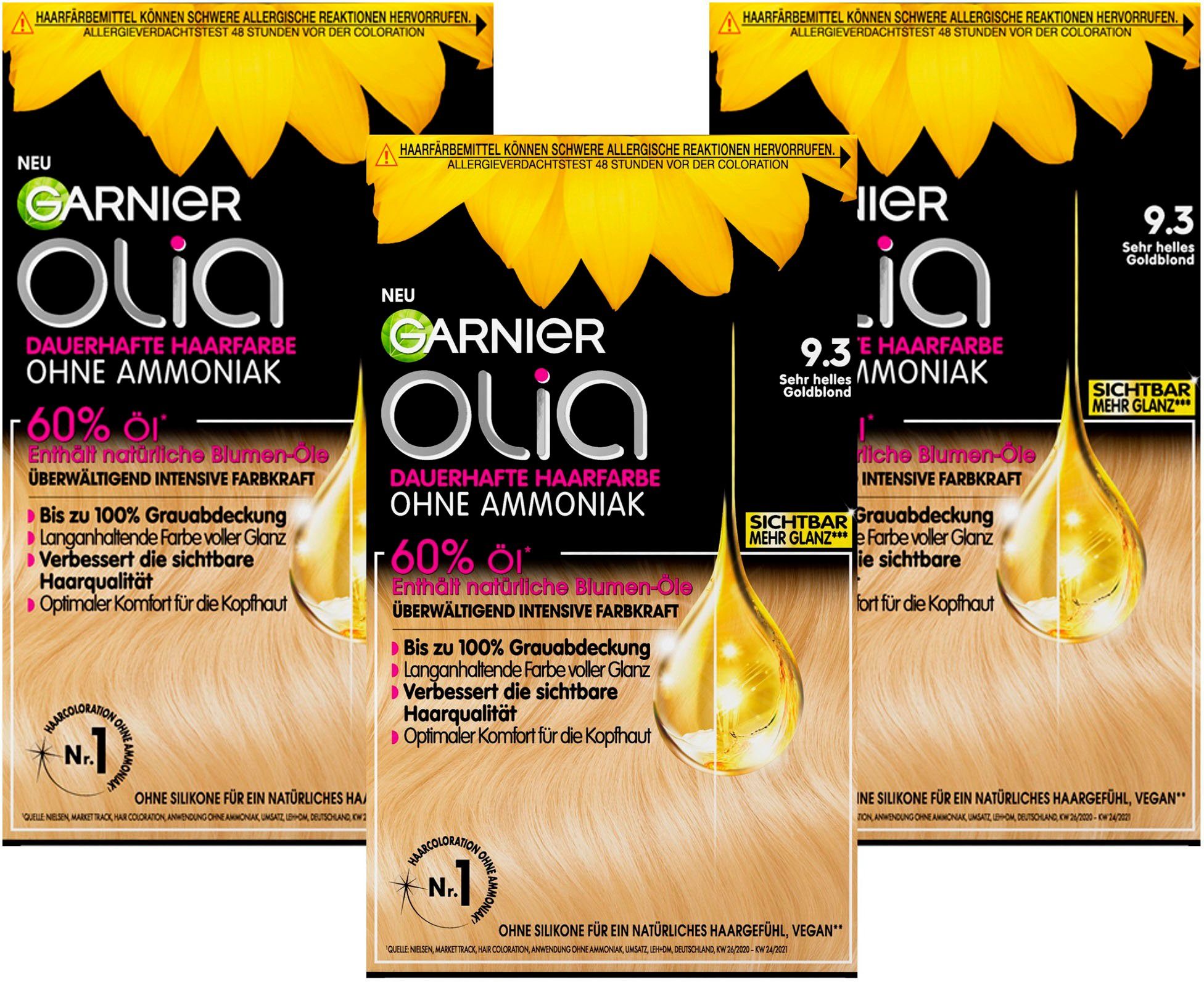 GARNIER Coloration Garnier Olia dauerhafte Haarfarbe, Set, 3-tlg., mit pflegender Formel