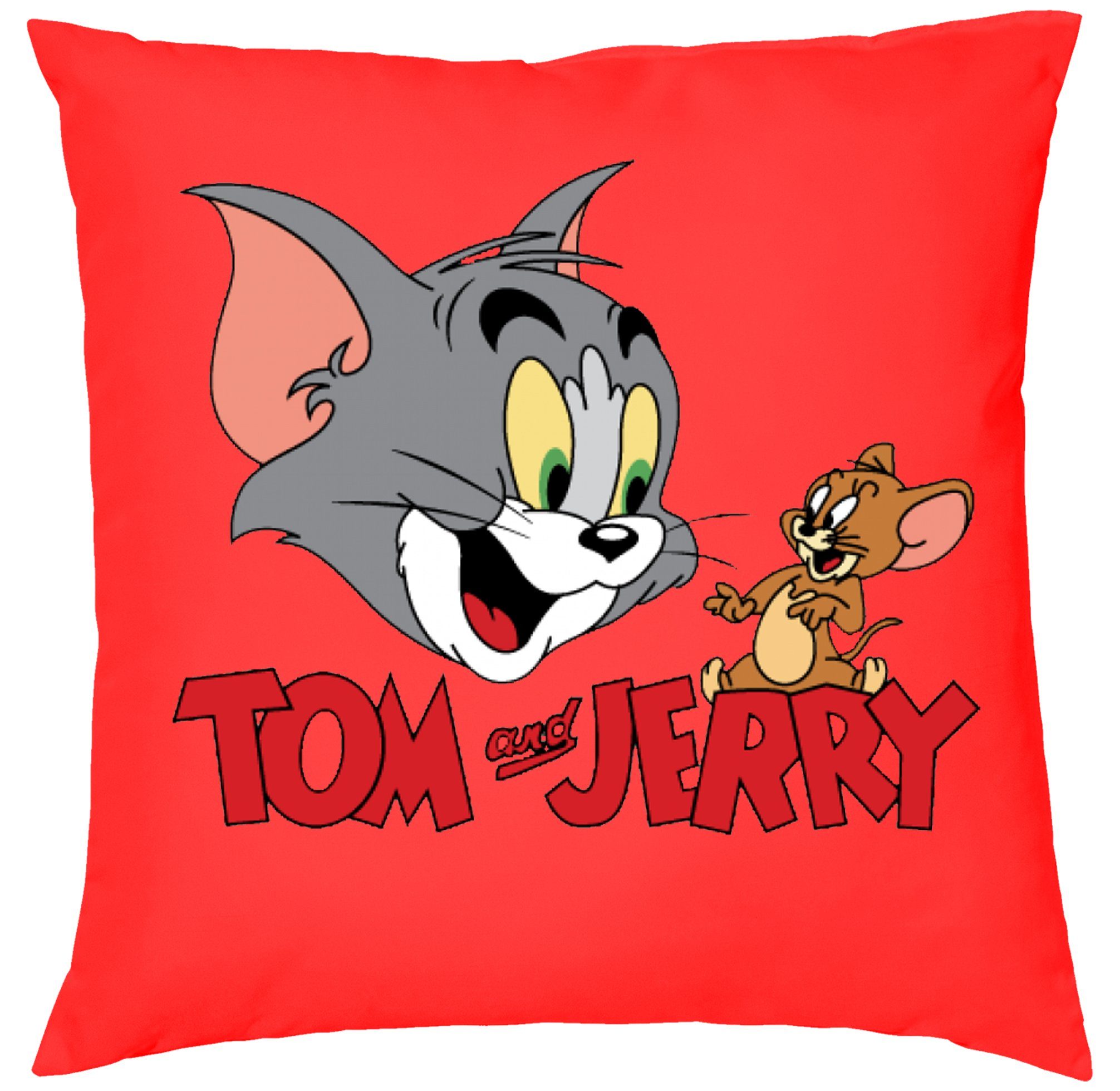 Blondie & Brownie Dekokissen Tom Jerry Cartoon Comic Käse Katze Maus Kissen mit Füllung Rot