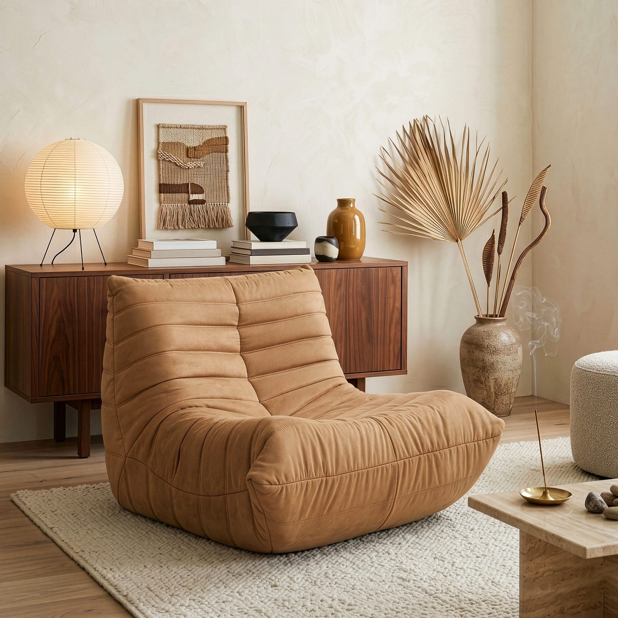 en.casa Sitzsack, »Kodsø« mit Rückenlehne 75 x 90 x 100 cm Mikrofaser Braun