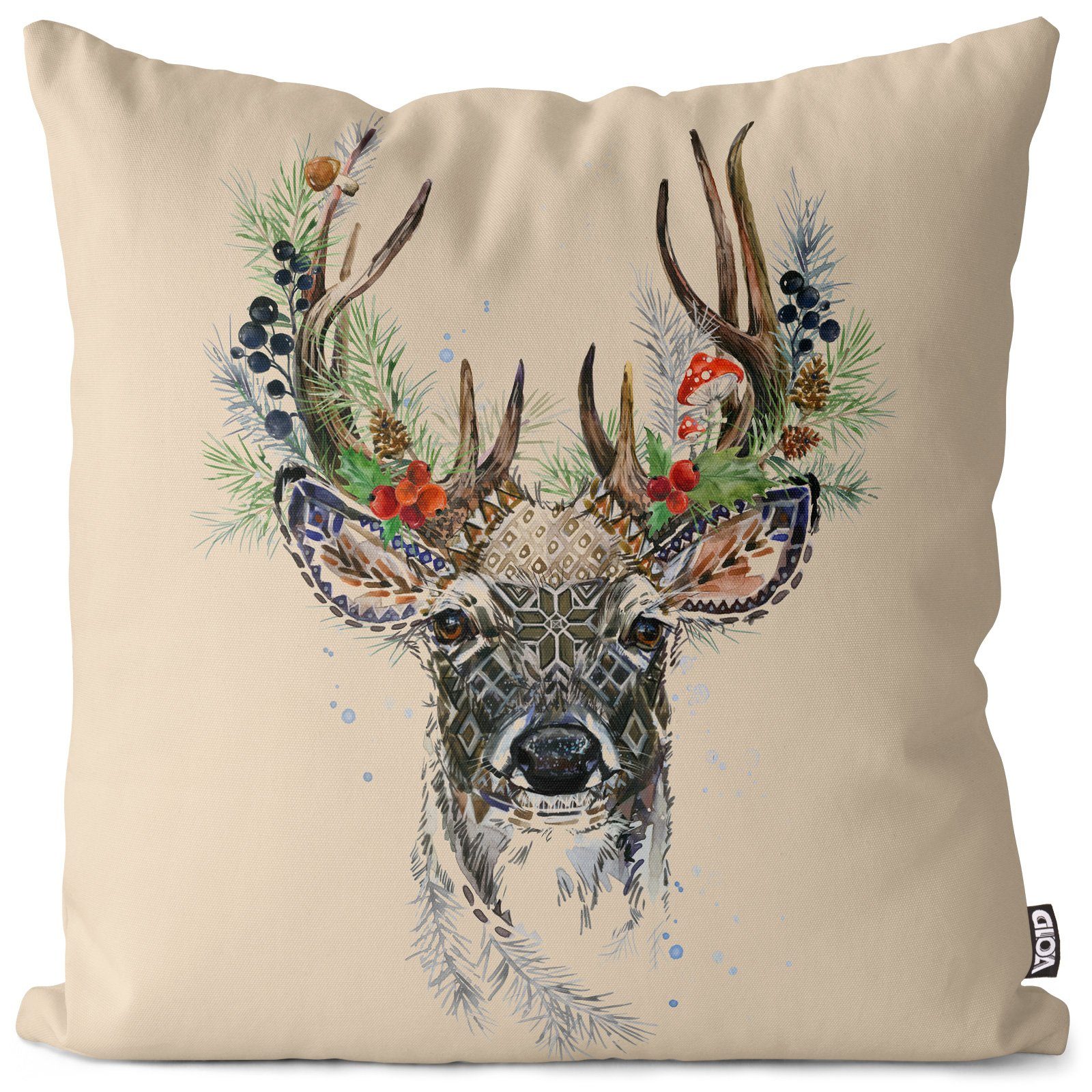 Hirsch Kissenbezug Kissenbezug, Jagd Deko Lan VOID Jagen Natur Tiere Wald Hirsch Weihnachten (1 Wohnzimmer Zoo Stück), Sofa-Kissen Wälder