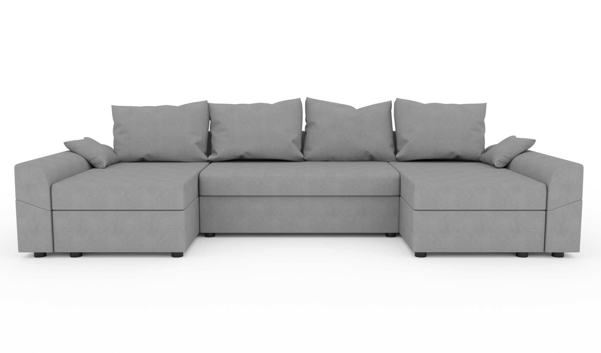 Stylefy Wohnlandschaft mit Carolina, Sitzkomfort, Eckcouch, Sofa, U-Form, Modern Bettkasten, mit Design Bettfunktion