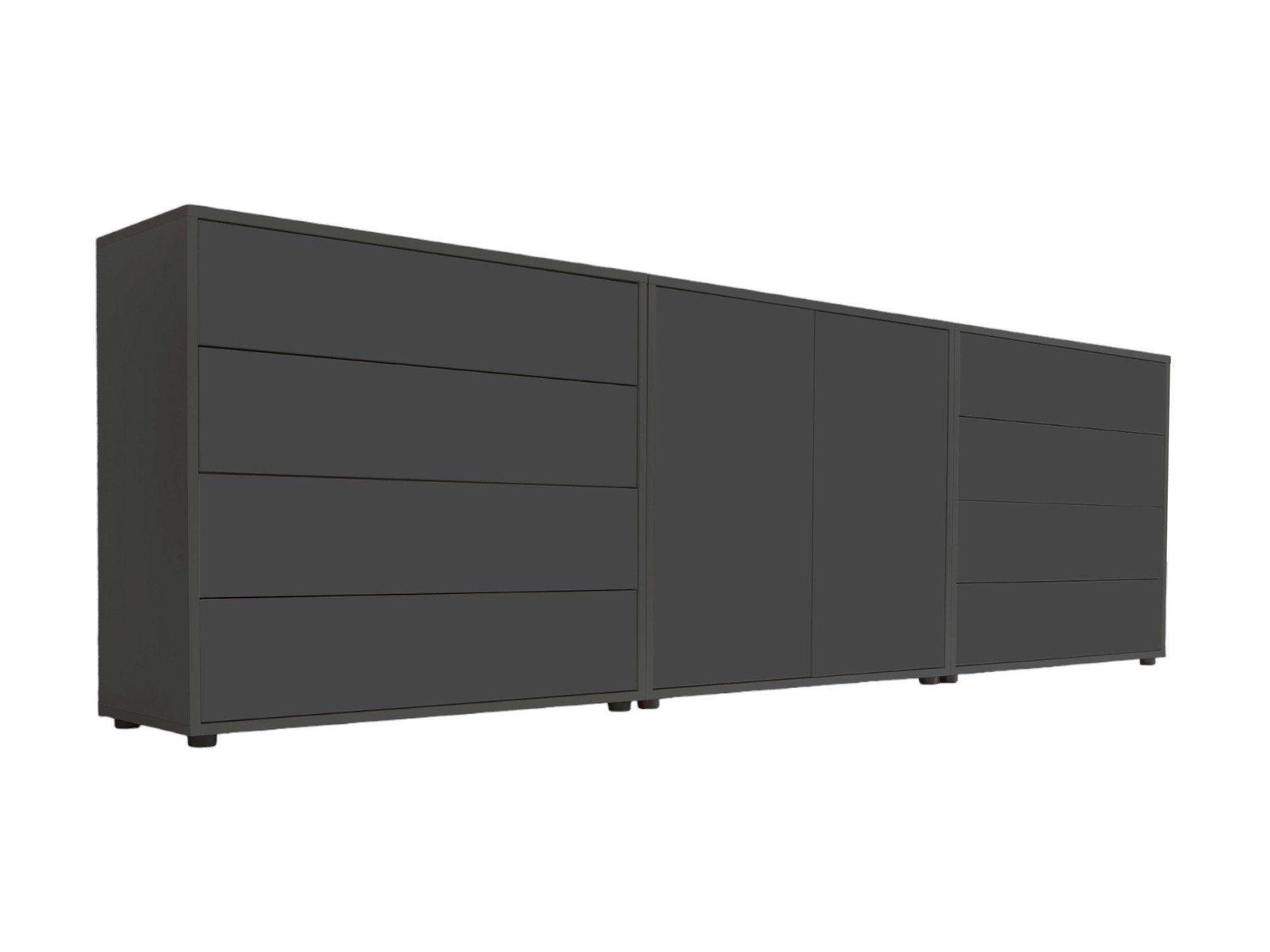 BMG Möbel Sideboard Mailand Set 4 (Schubladenkommode Sideboard Kommode Anrichte, in verschiedenen Farben), Push-to-open-Funktion, Anti-Fingerprint-Beschichtung