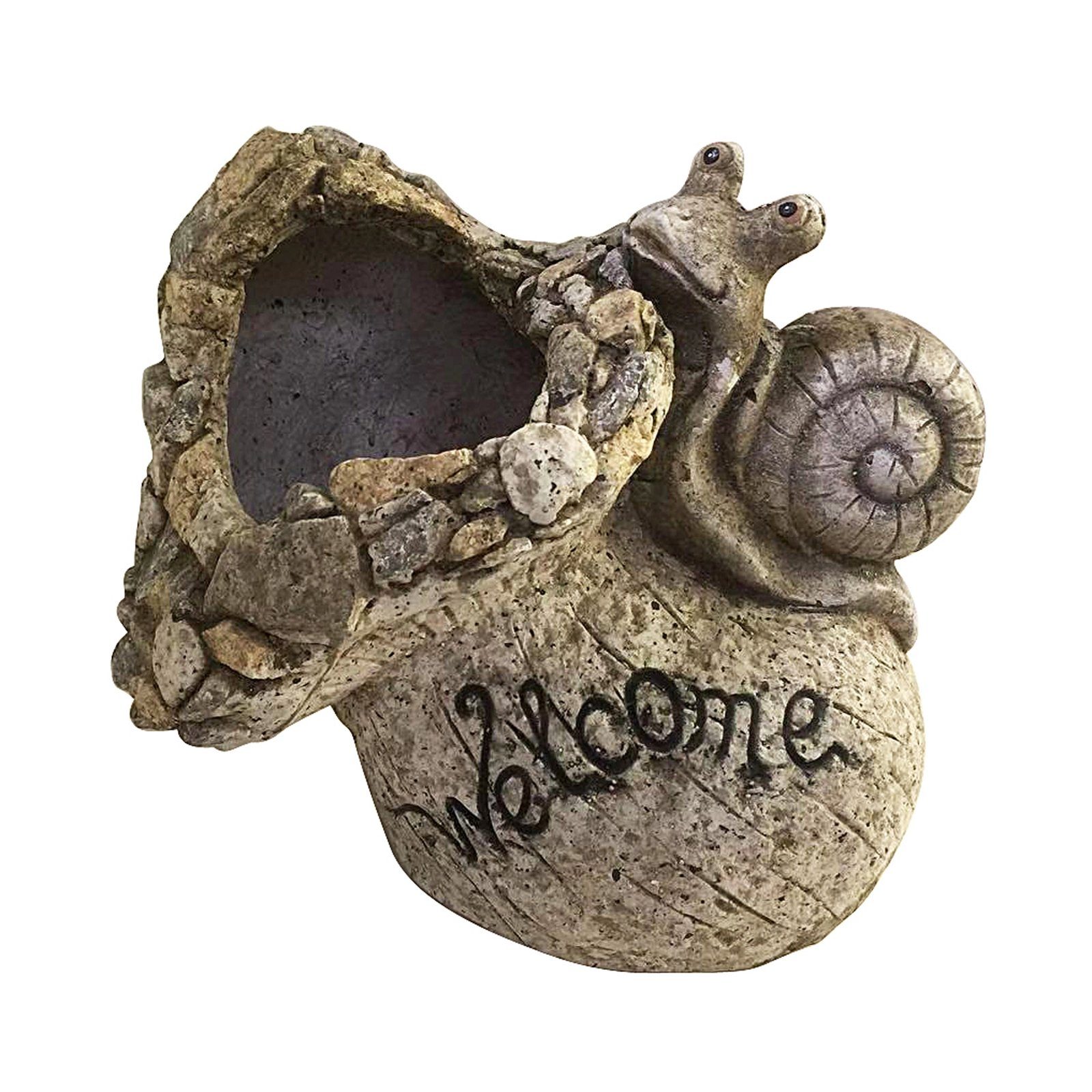 HTI-Line Dekofigur Pflanzgefäß Stone Welcome 2 (1 St), Deko Pilz Pflanztopf Gartendeko Schnecke