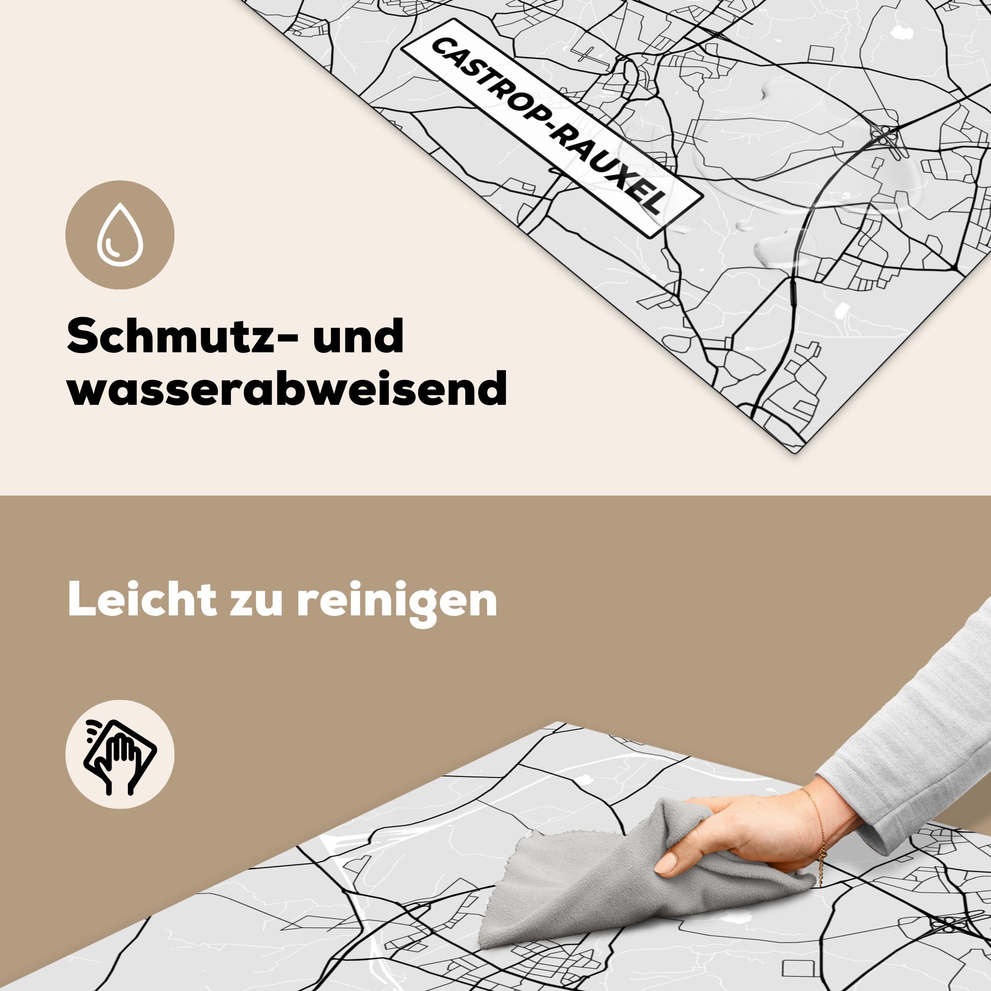 Deutschland (1 78x78 MuchoWow Ceranfeldabdeckung, Castrop-Rauxel Herdblende-/Abdeckplatte - für Stadtplan Arbeitsplatte - - Karte - küche Vinyl, cm, tlg), Karte,