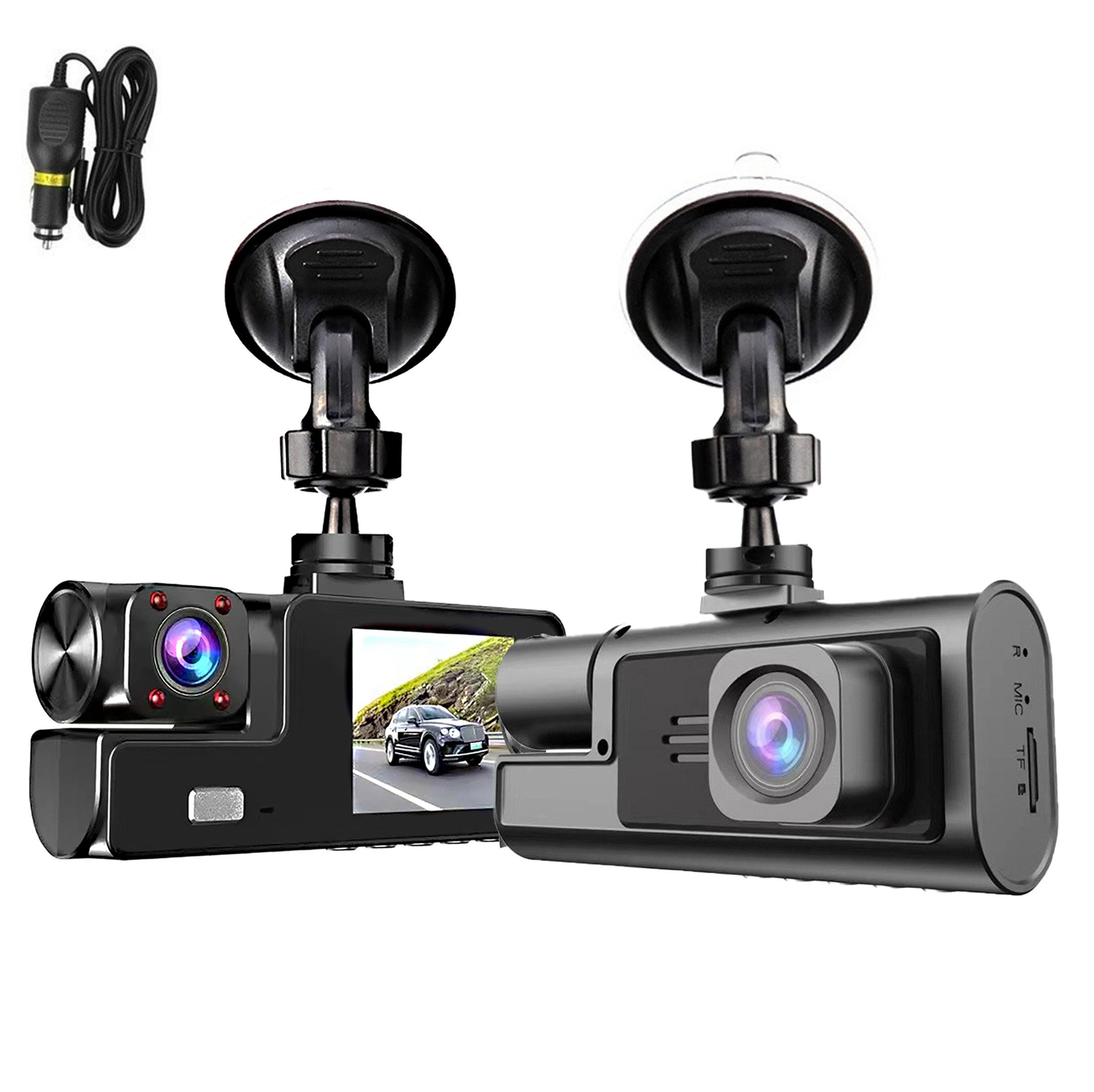 YINDN Auto, 2-Kanal Hochauflösende 1296P Aufnahmen Dashcam (Super HD, 170° Weitwinkel-Autokamera mit Loop-Aufnahm, 24-Stunden Parkmonitor)
