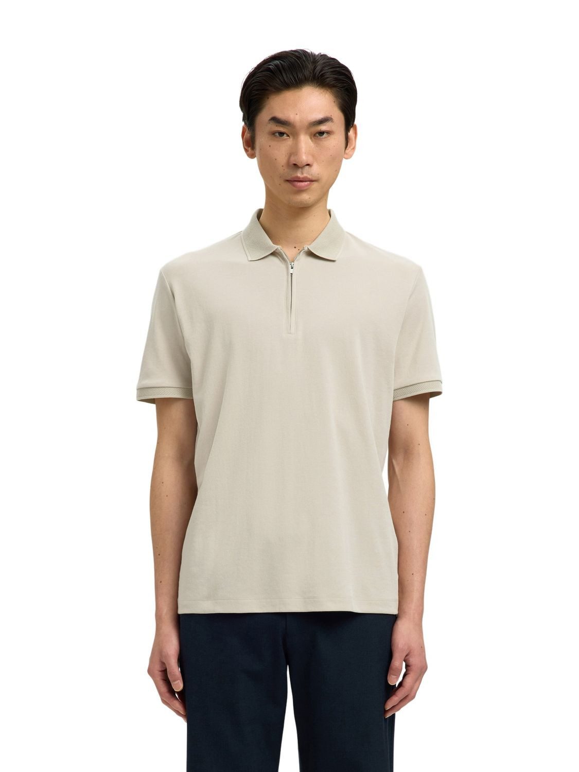 SELECTED HOMME Poloshirt SLMFAVE ZIP SS (1-tlg) aus Baumwollmix