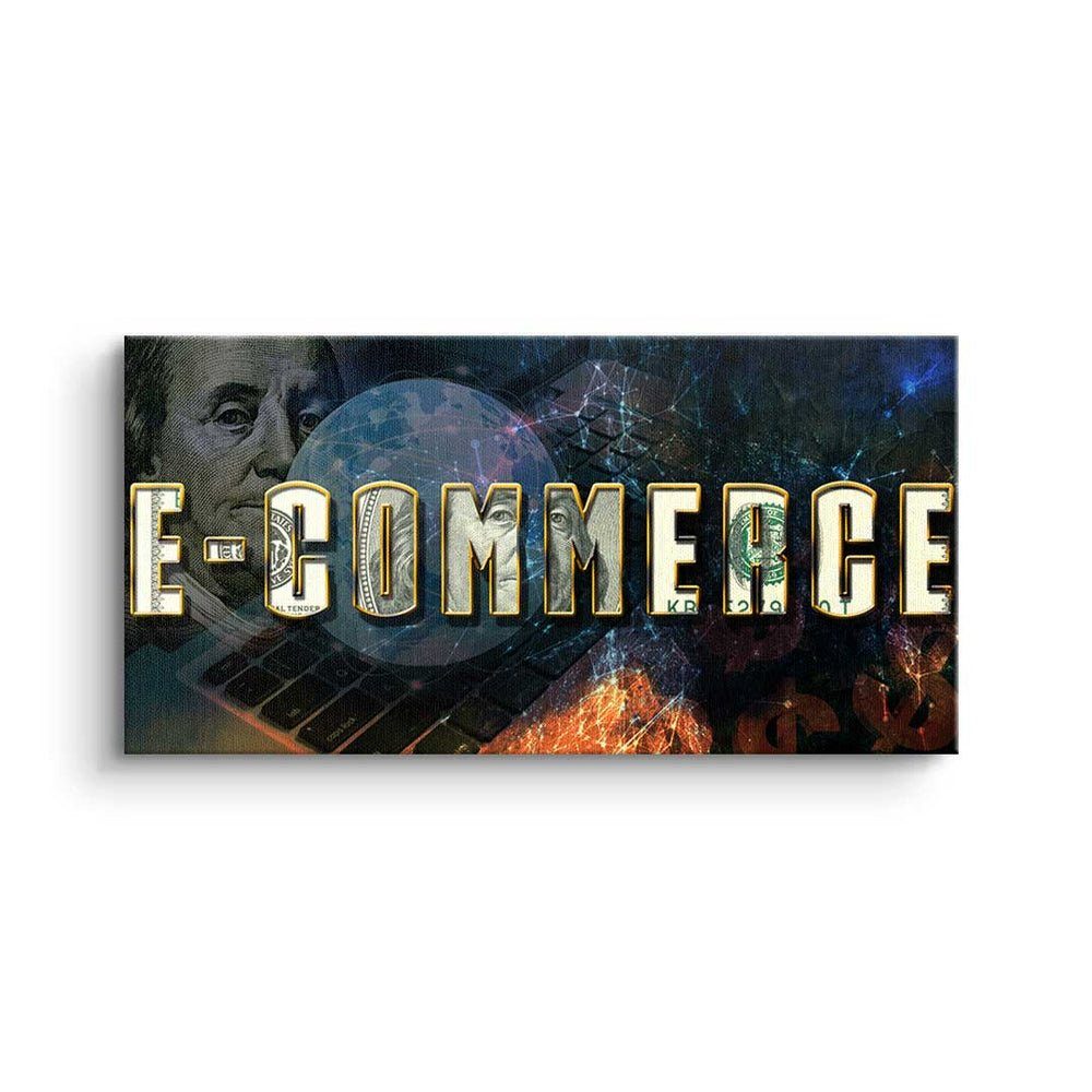 DOTCOMCANVAS® Leinwandbild, Premium Motivationsbild - World of E-Commerce- Bussiness - Entrepren ohne Rahmen