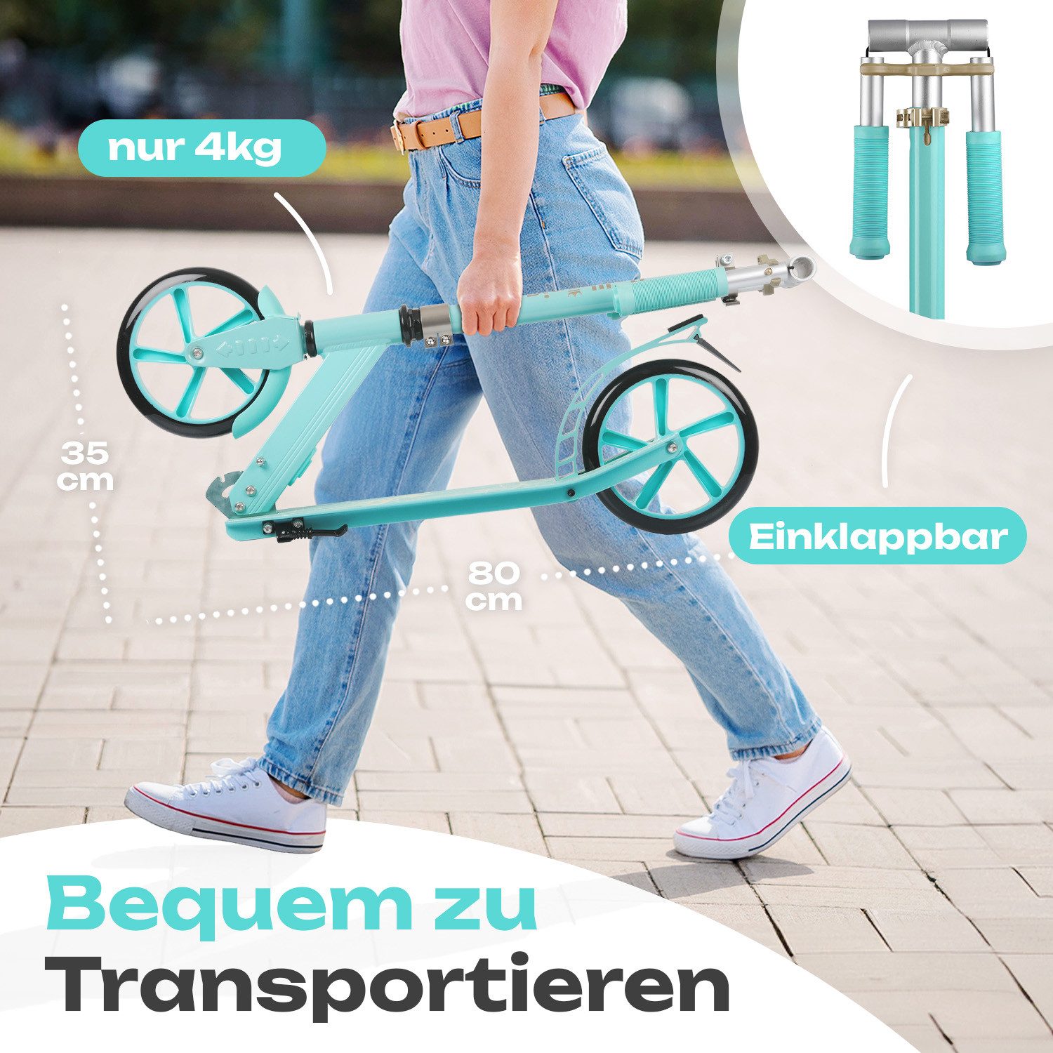 ROLLKÖNIG Cityroller Tretroller Rollkönig ® Scooter Kinder ab 5 Jahren, mit großen Rädern, Cityroller – Bild 4 von 5