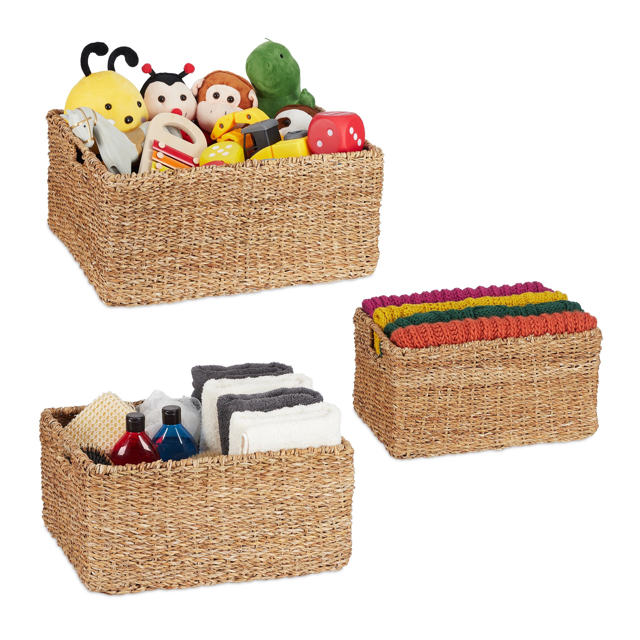 Aufbewahrungskorb 3tlg. Aufbewahrungskorb Set aus Seegras