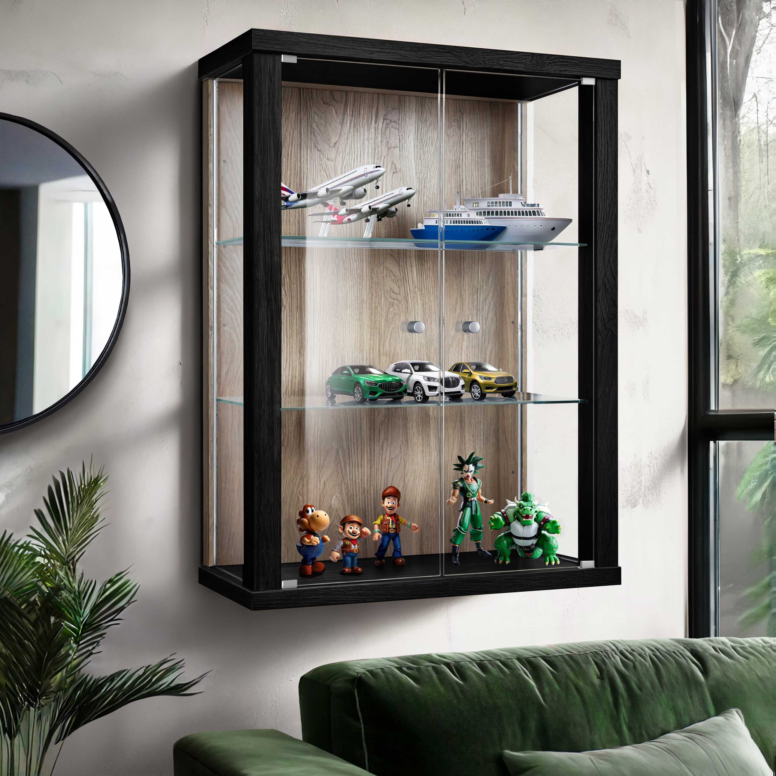 K-Möbel Hängevitrine C1012 (Glasvitrine (80x60x25 cm) mit 2 Glastüren) Glasvitrine hängend