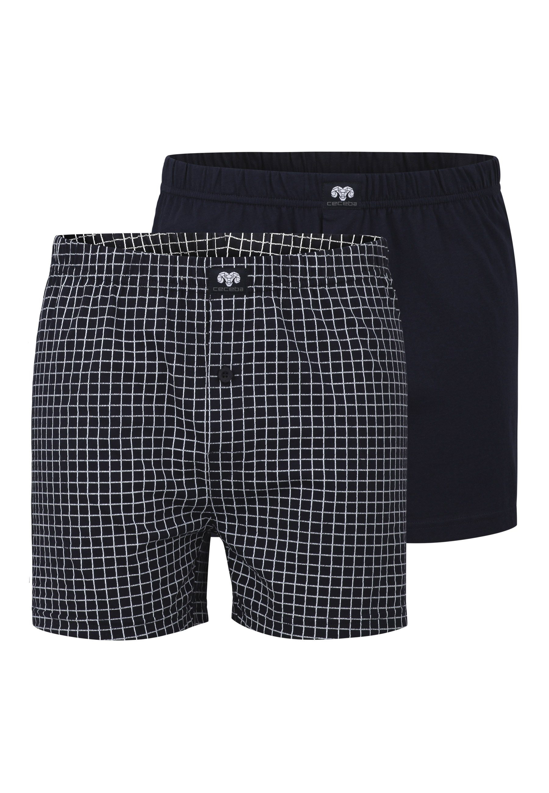Boxershorts CECEBA Herren Boxershort blau längsgestreift 2er P