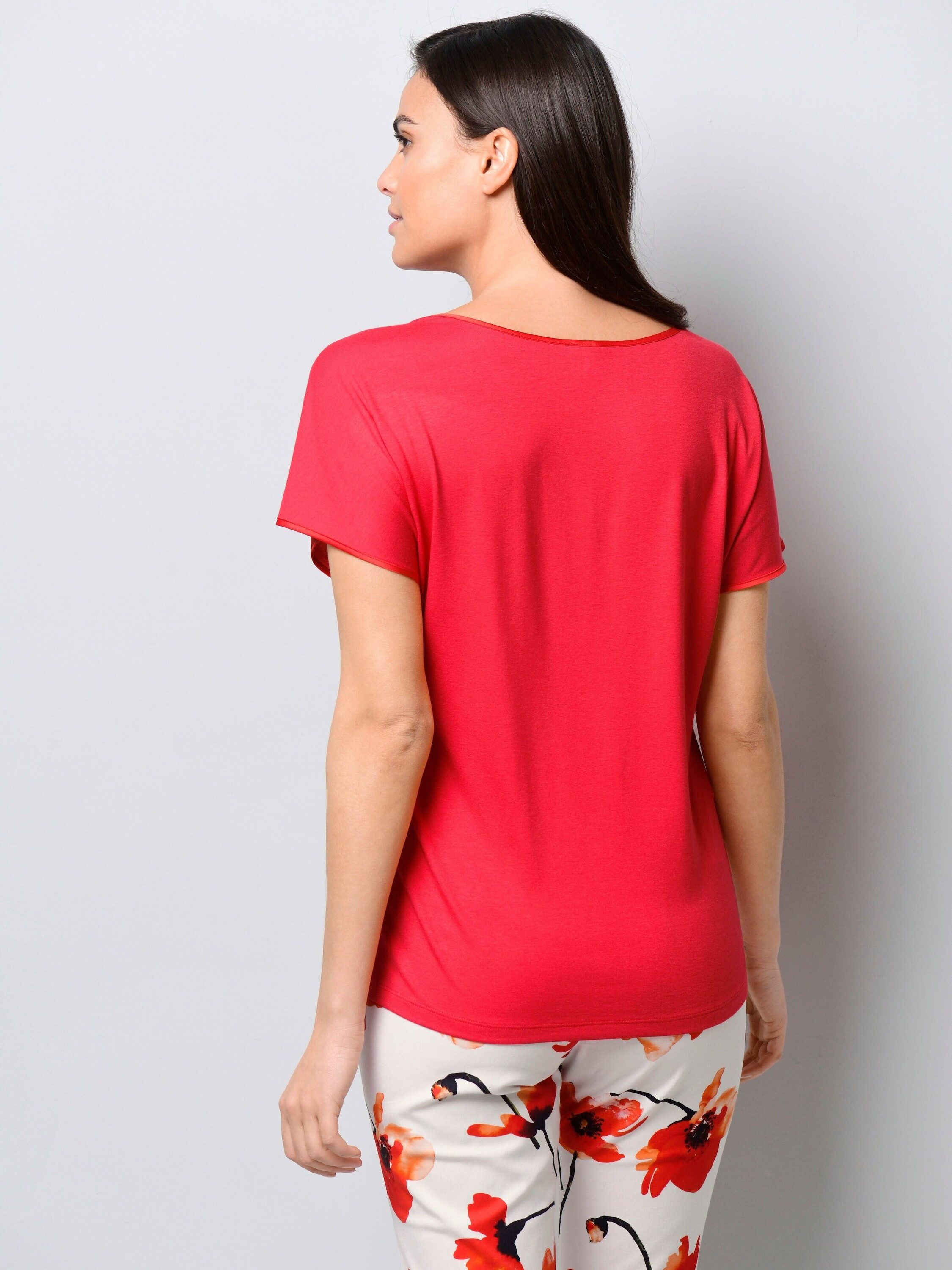 Alba Moda Kurzarmshirt Shirt mit Spitzen am Ausschnitt
