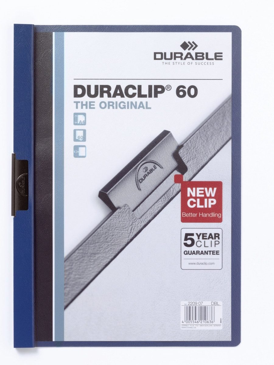 Hefter Klemmmappe Duraclip Original 60 bis 60 Blatt A4 dunkelblau Packung mit