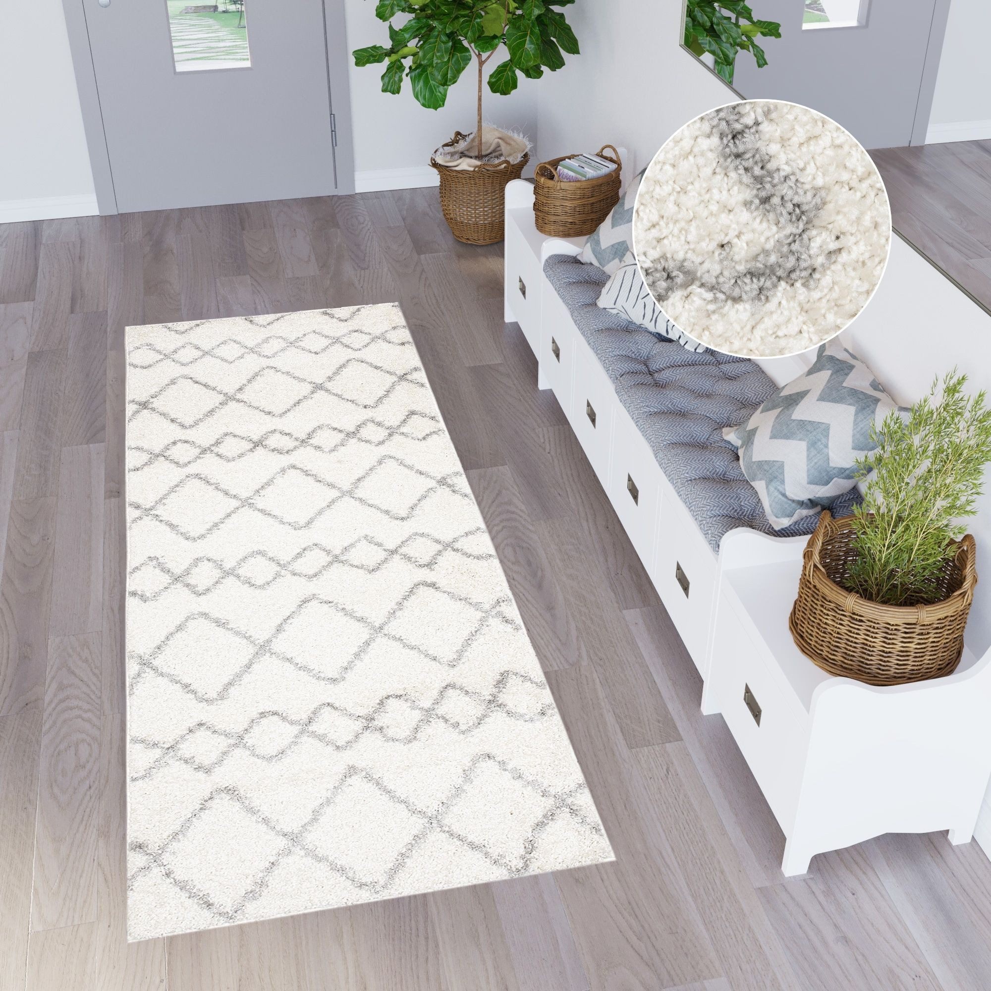 Tapiso Hochflor-Läufer DELHI, rechteckig, Höhe: 30 mm, Langflor Shaggy Modern Design Flauschig Wohnzimmer Schlafzimmer