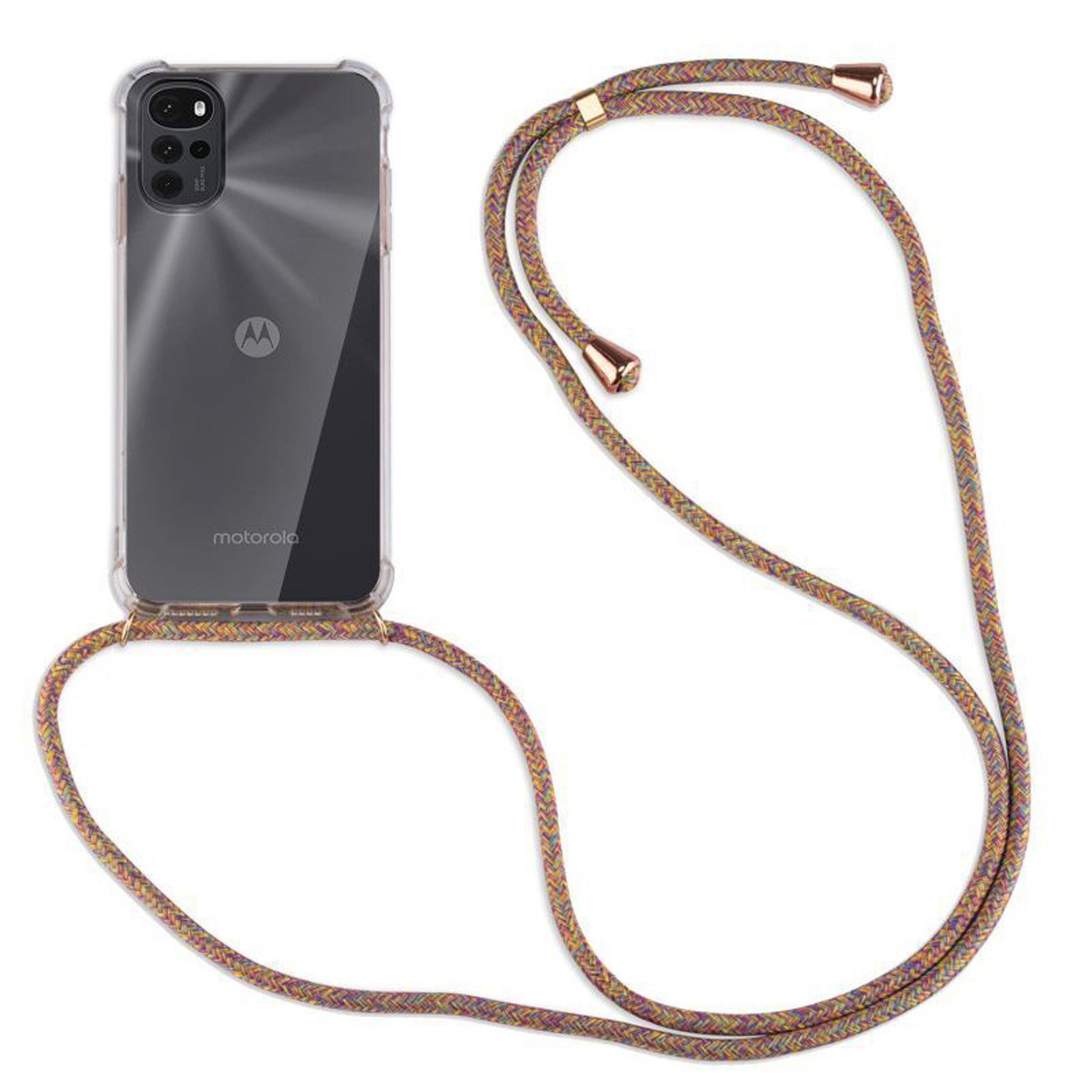 betterfon Handykette für Motorola Moto G22 Handyhülle mit Band & Kordel Bumper Rainbow, Hände frei – mit Silikonhülle & Schnur für flexiblen Alltag