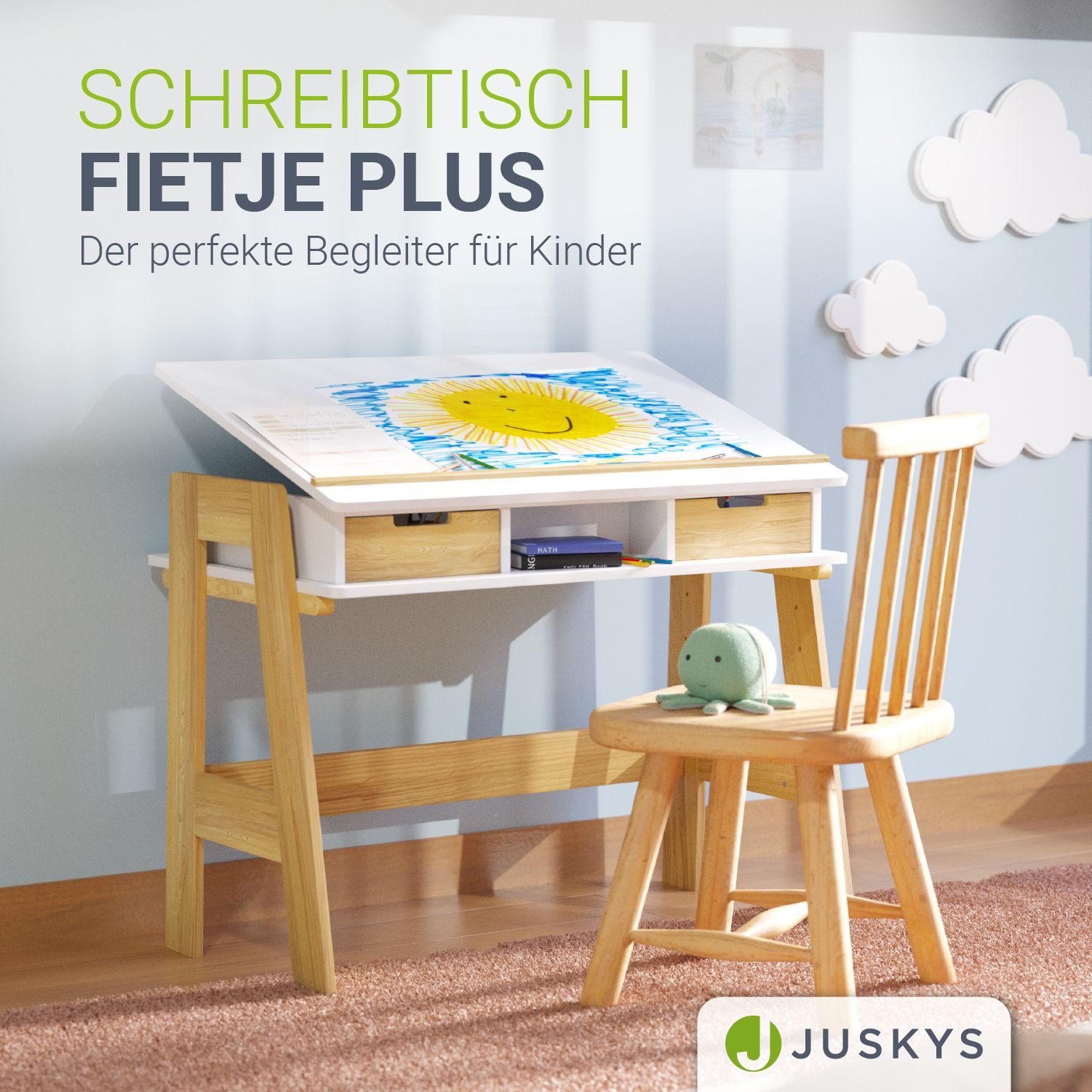 Juskys Kinderschreibtisch Fietje Plus, Neigungs- & höhenverstellbar, Schrei günstig online kaufen