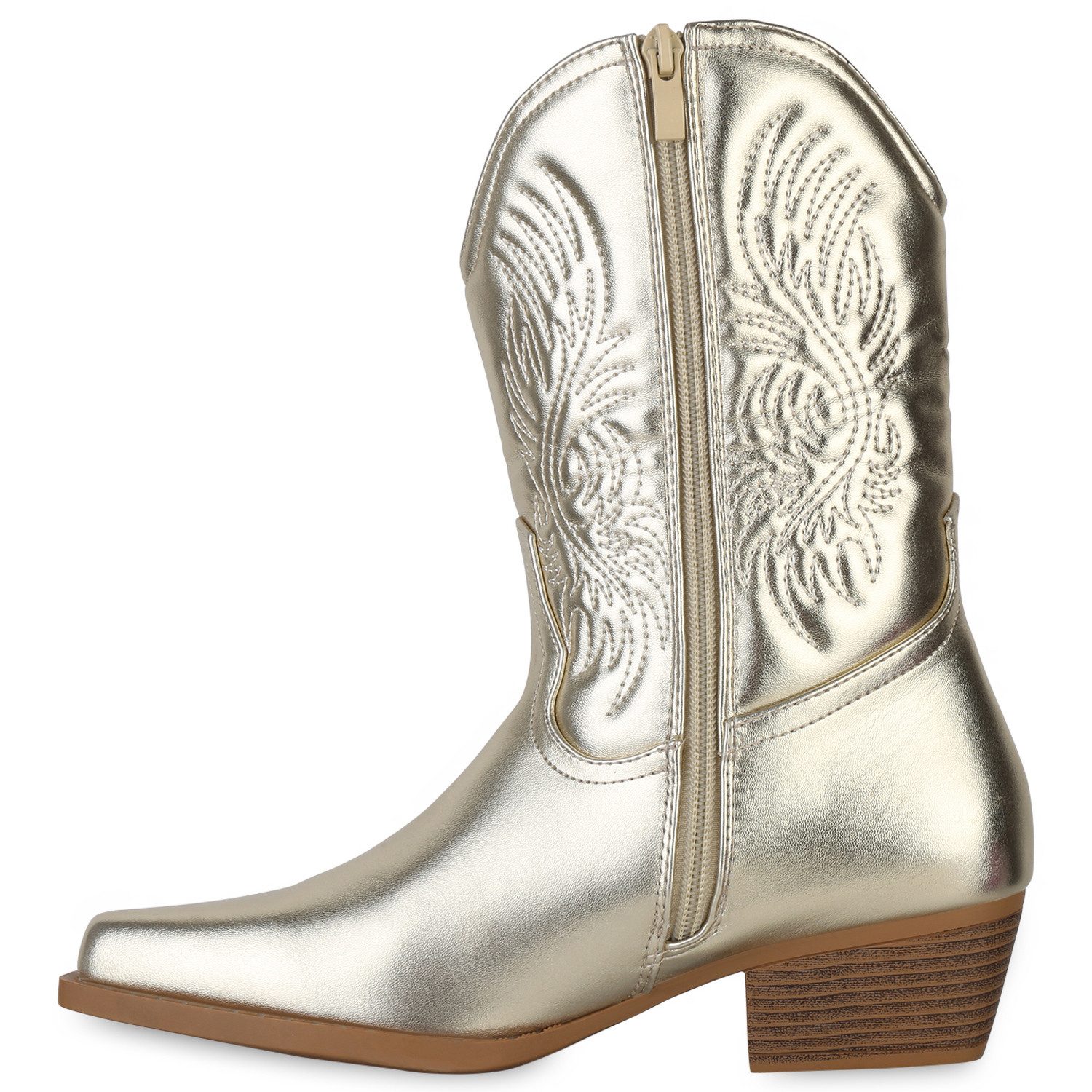 VAN HILL 840254 Cowboy Boots Damen Cowboy Boots Stiefeletten Stickereien Ho günstig online kaufen