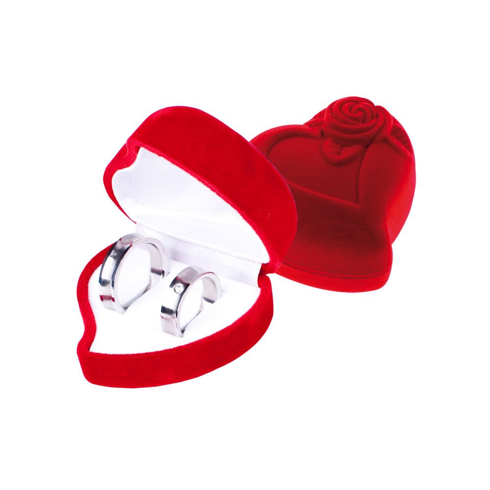 Order & Smile Schmuck Geschenkbox Schmuckbox / Ring Box: Schmuckdose für Trauringe "Herz mit Rose Etui"
